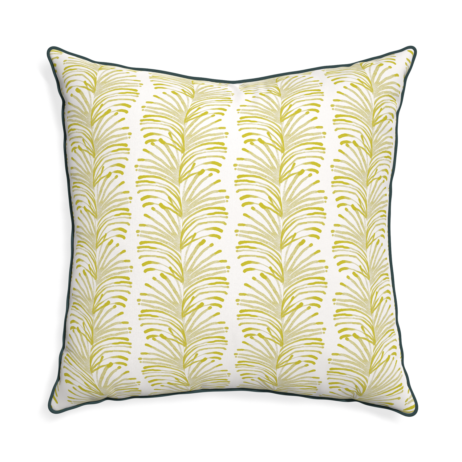Euro-sham emma chartreuse custom yellow stripe chartreusepillow with p piping on white background
