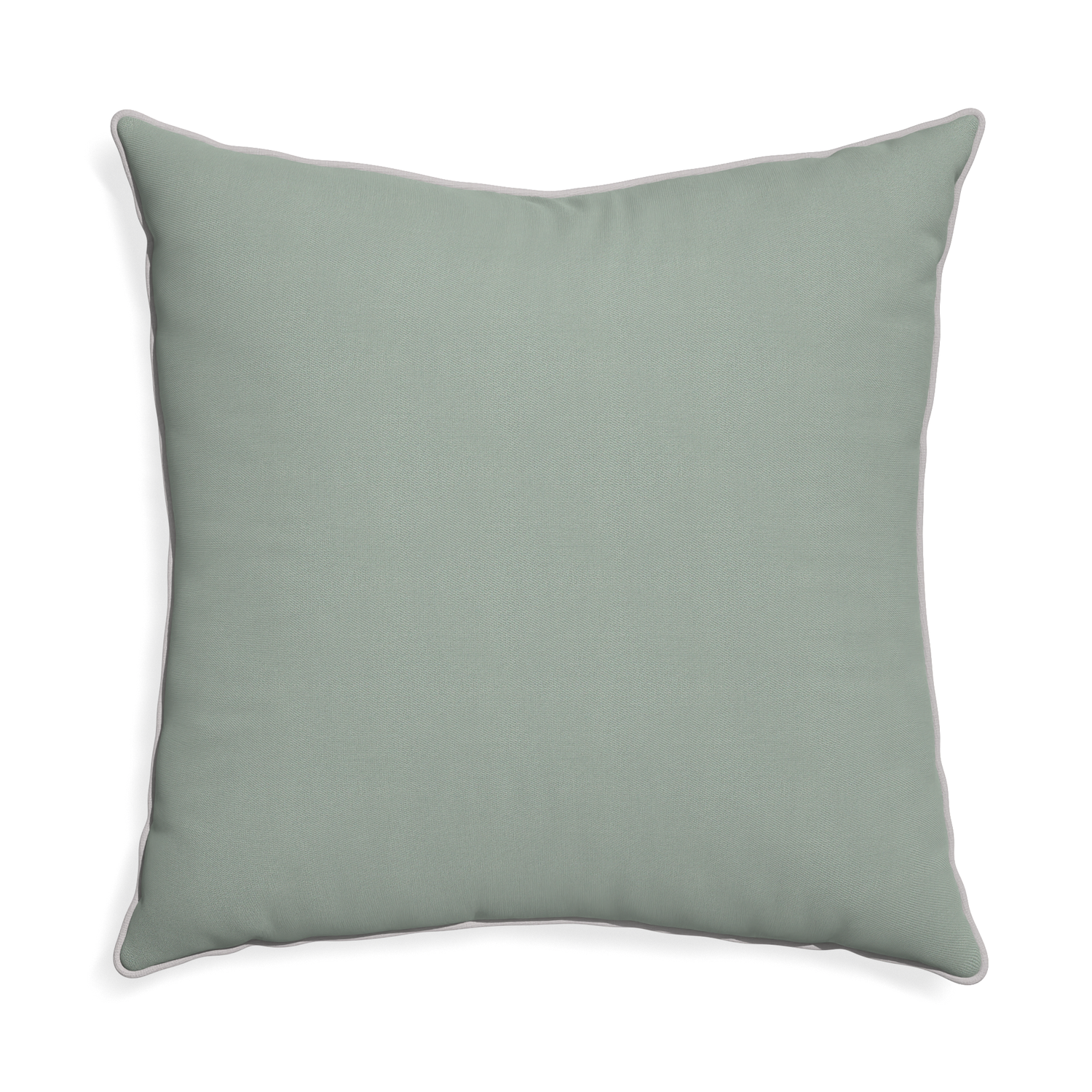 Euro-sham sage custom pillow with pebble piping on white background