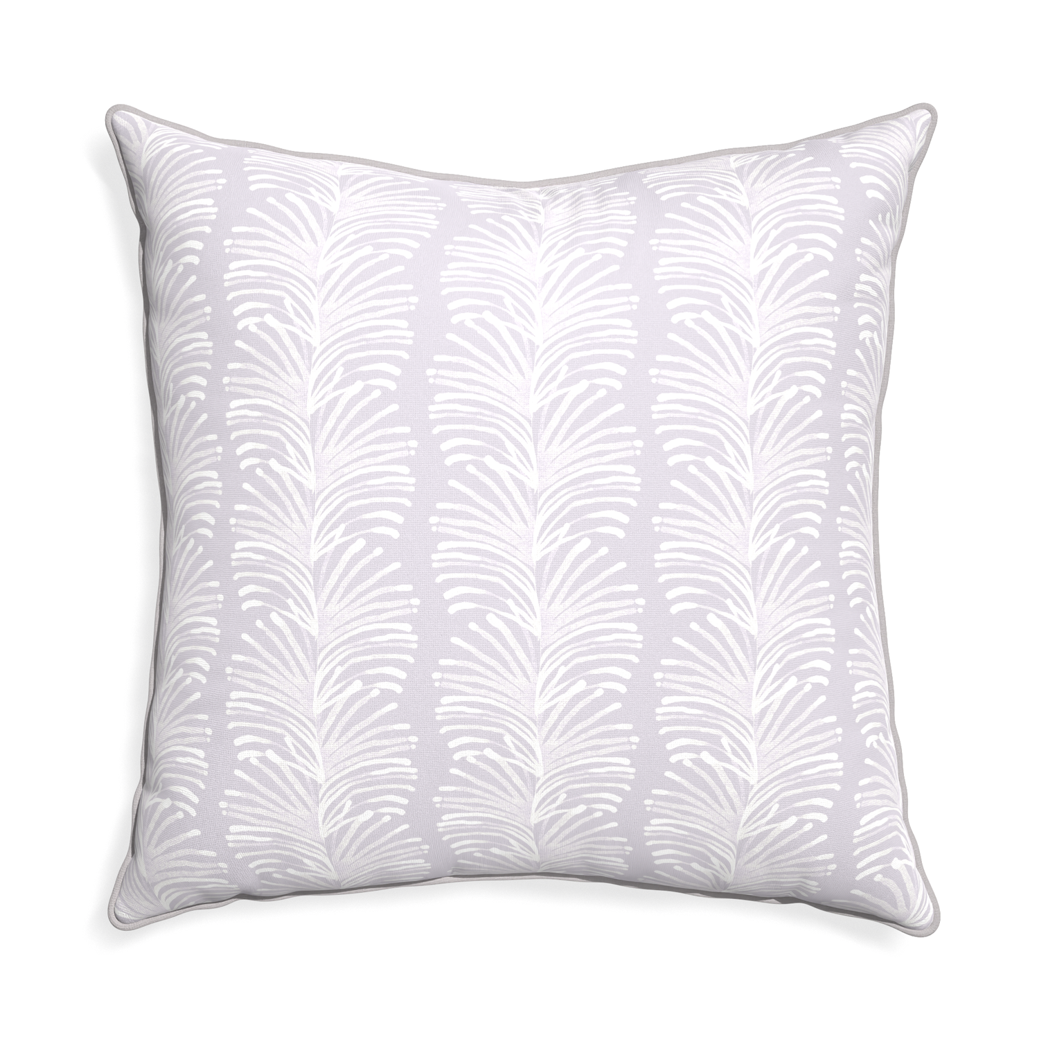 Euro-sham emma lavender custom pillow with pebble piping on white background