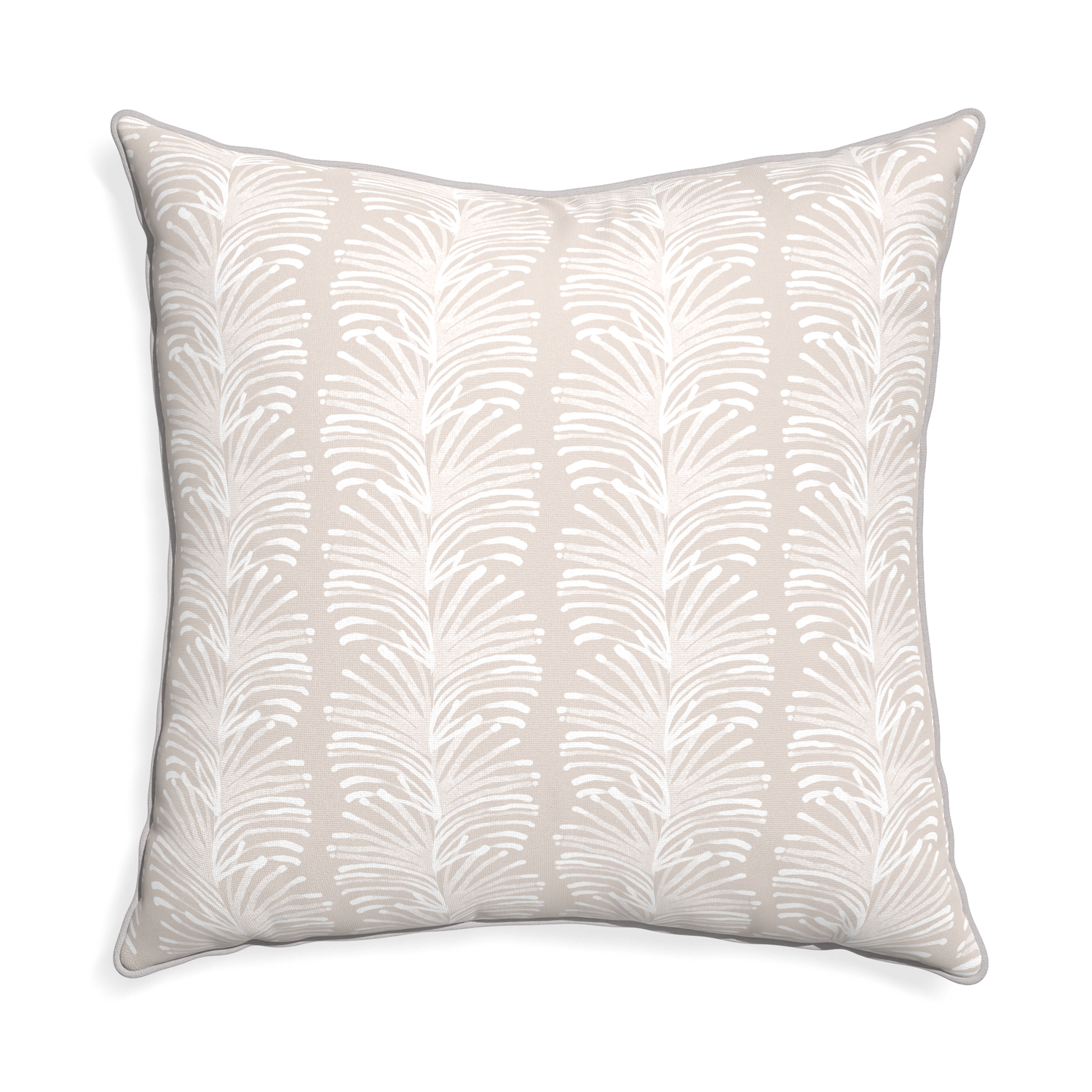 Euro-sham emma sand custom pillow with pebble piping on white background