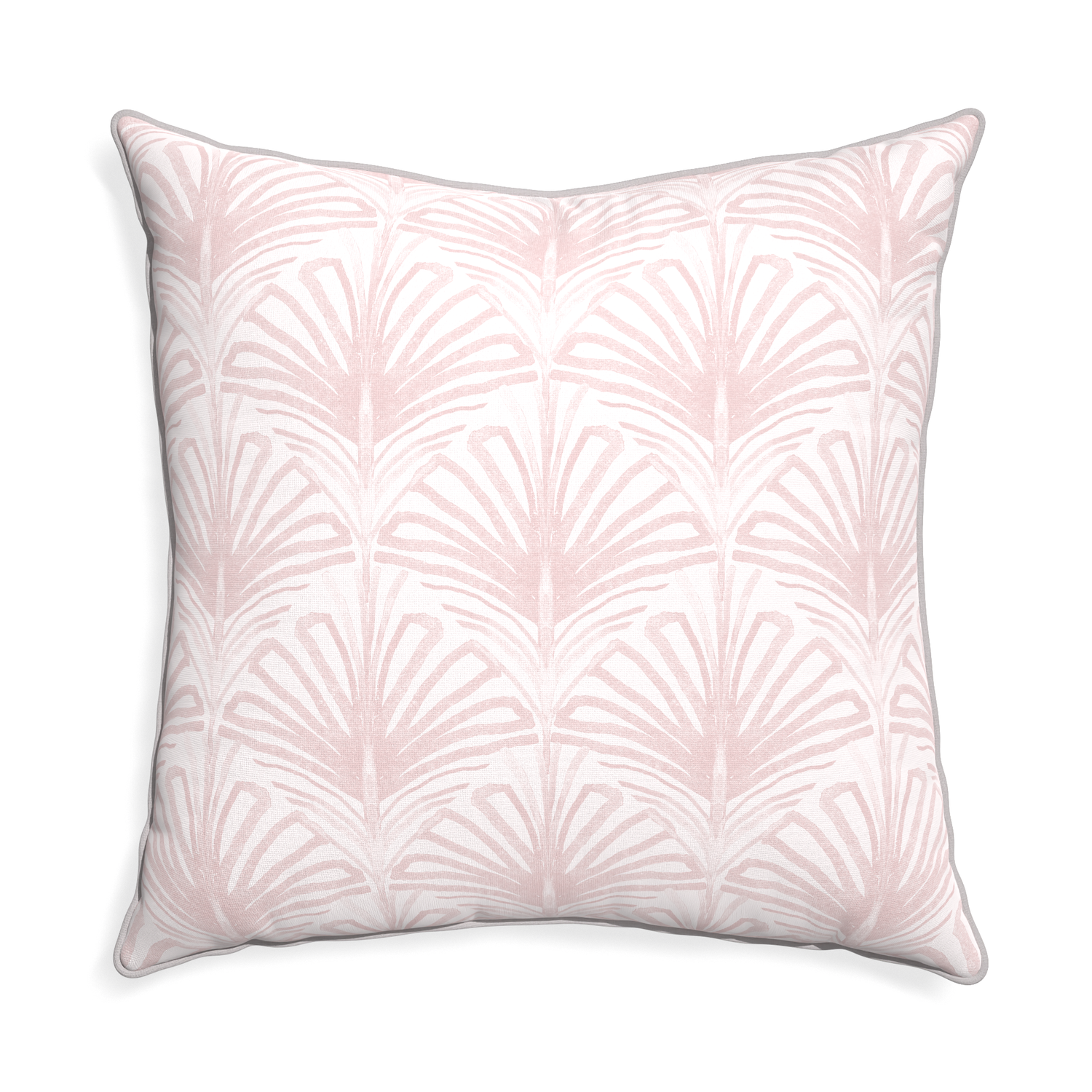 Euro-sham suzy rose custom pillow with pebble piping on white background