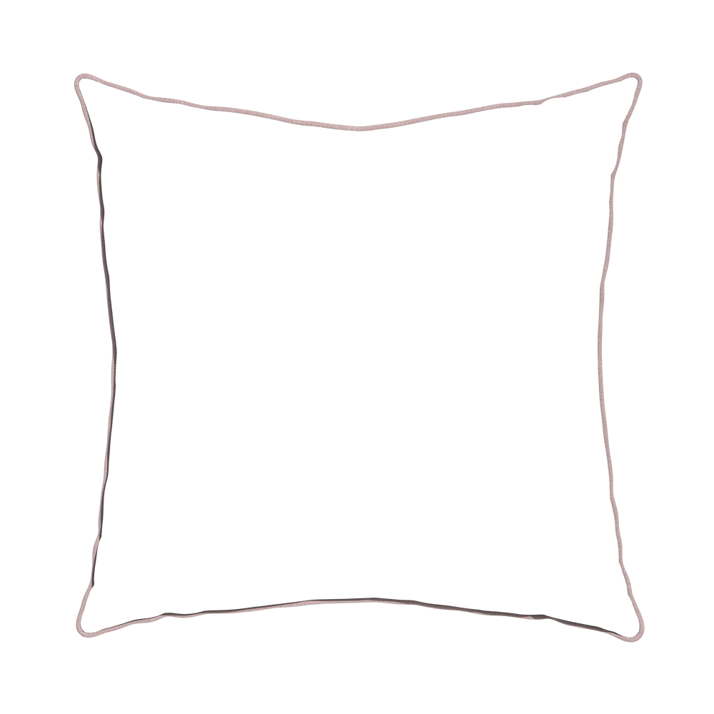 Euro-sham margot mist custom pillow with dahlia piping on white background