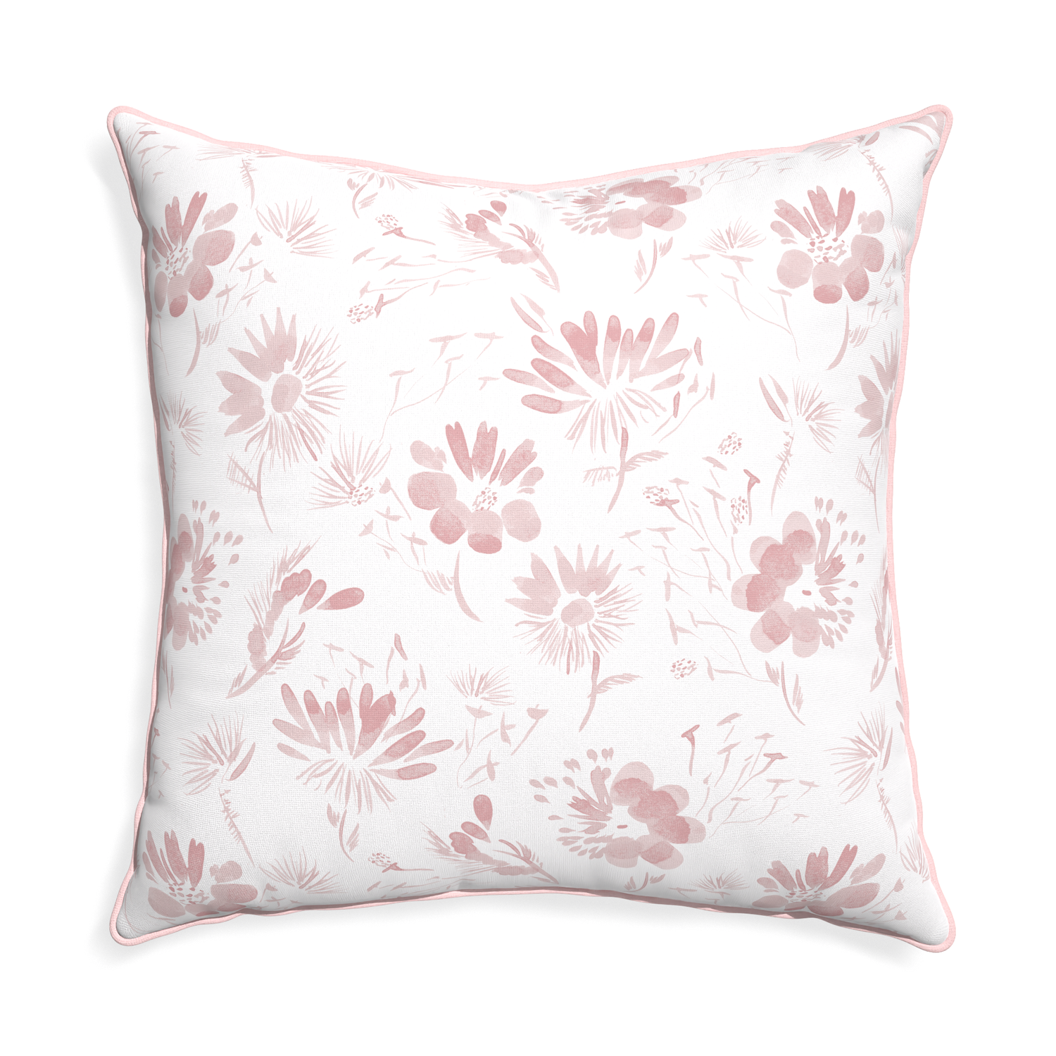 Euro-sham blake custom pillow with petal piping on white background