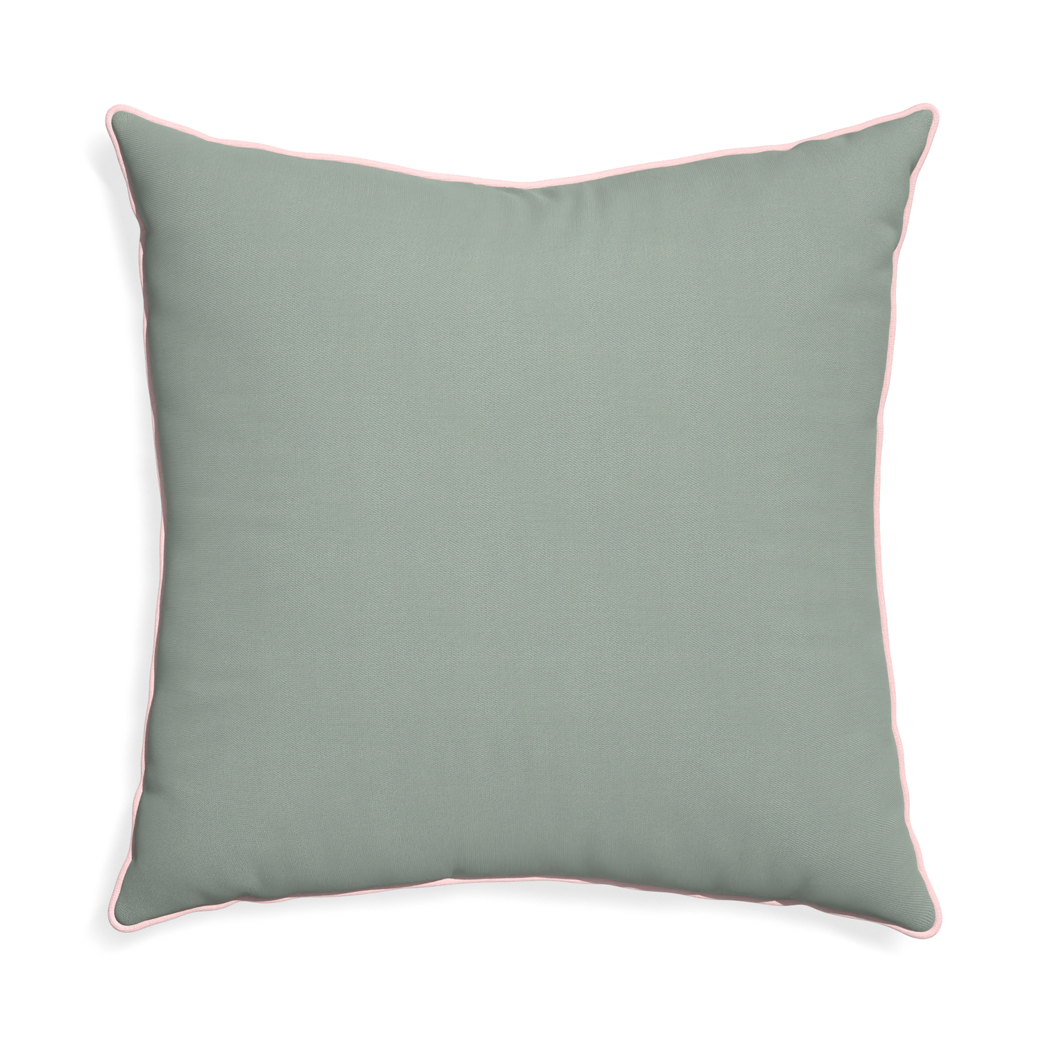 Euro-sham sage custom pillow with petal piping on white background