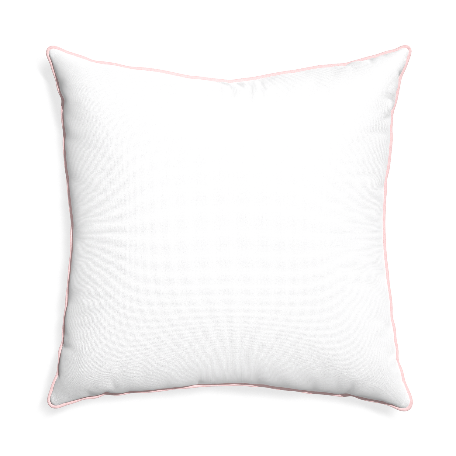 Euro-sham snow custom pillow with petal piping on white background