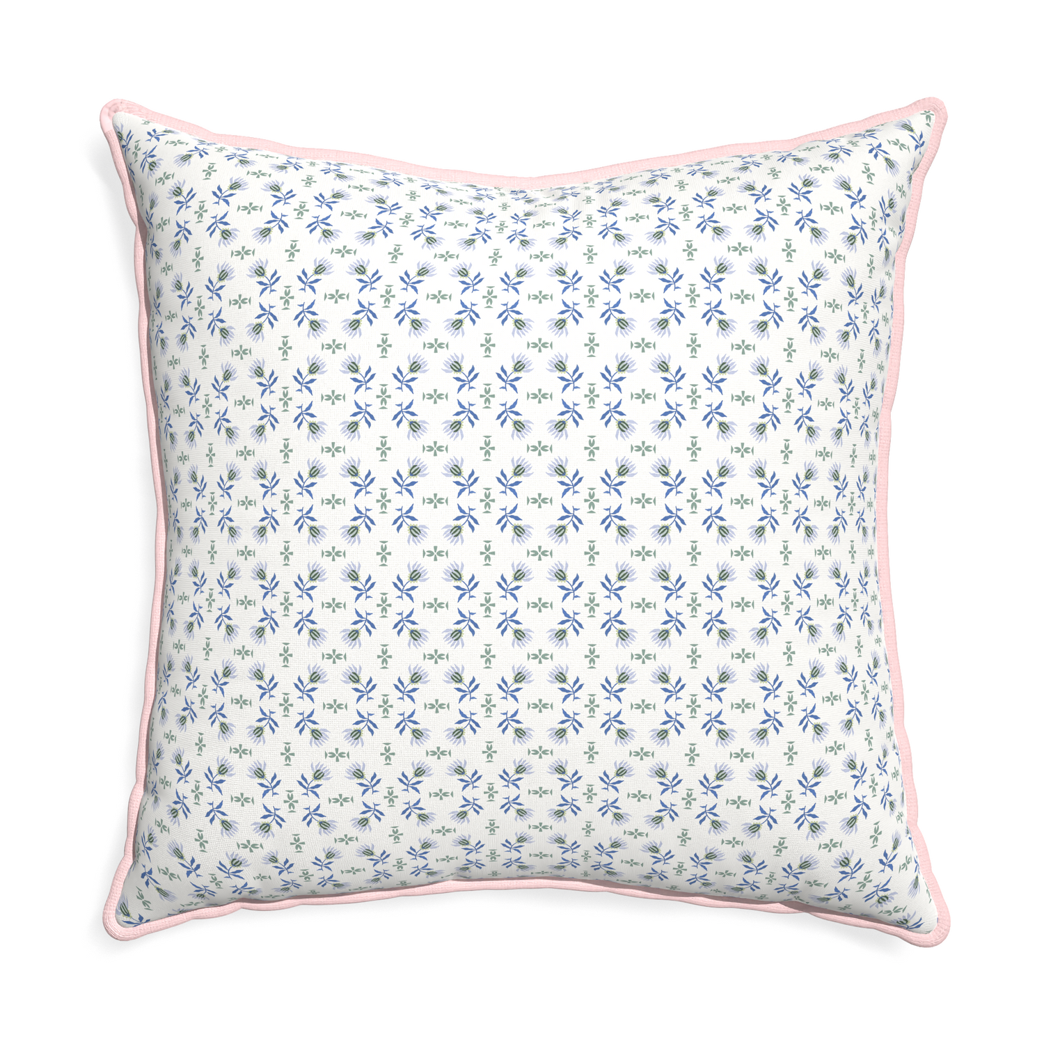 Euro-sham lee custom pillow with petal piping on white background