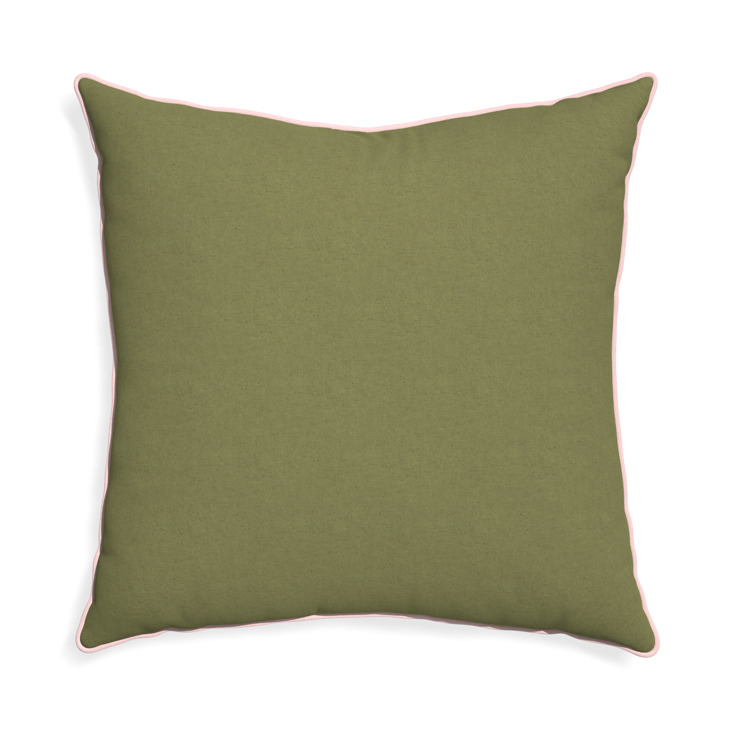 Euro-sham moss custom moss greenpillow with petal piping on white background