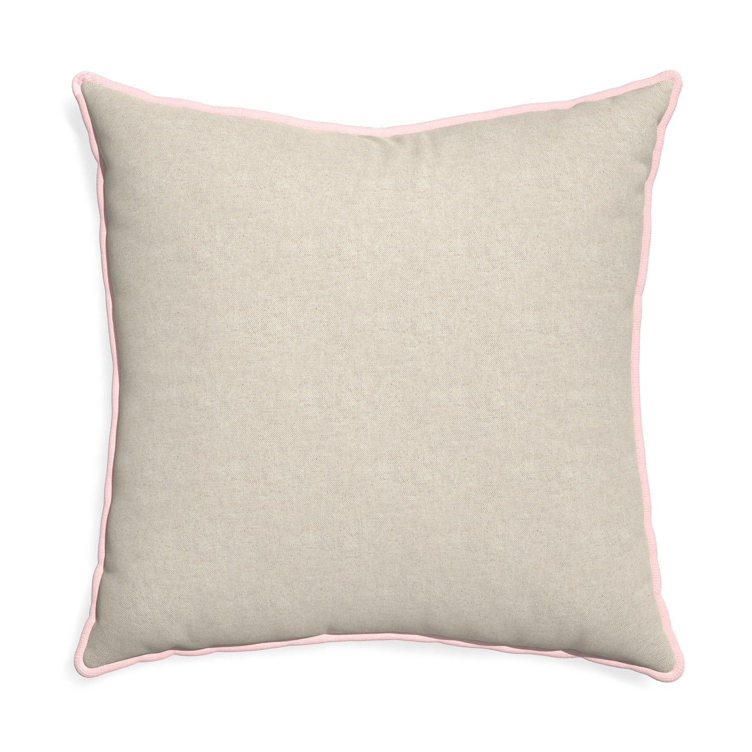 Euro-sham oat custom light brownpillow with petal piping on white background
