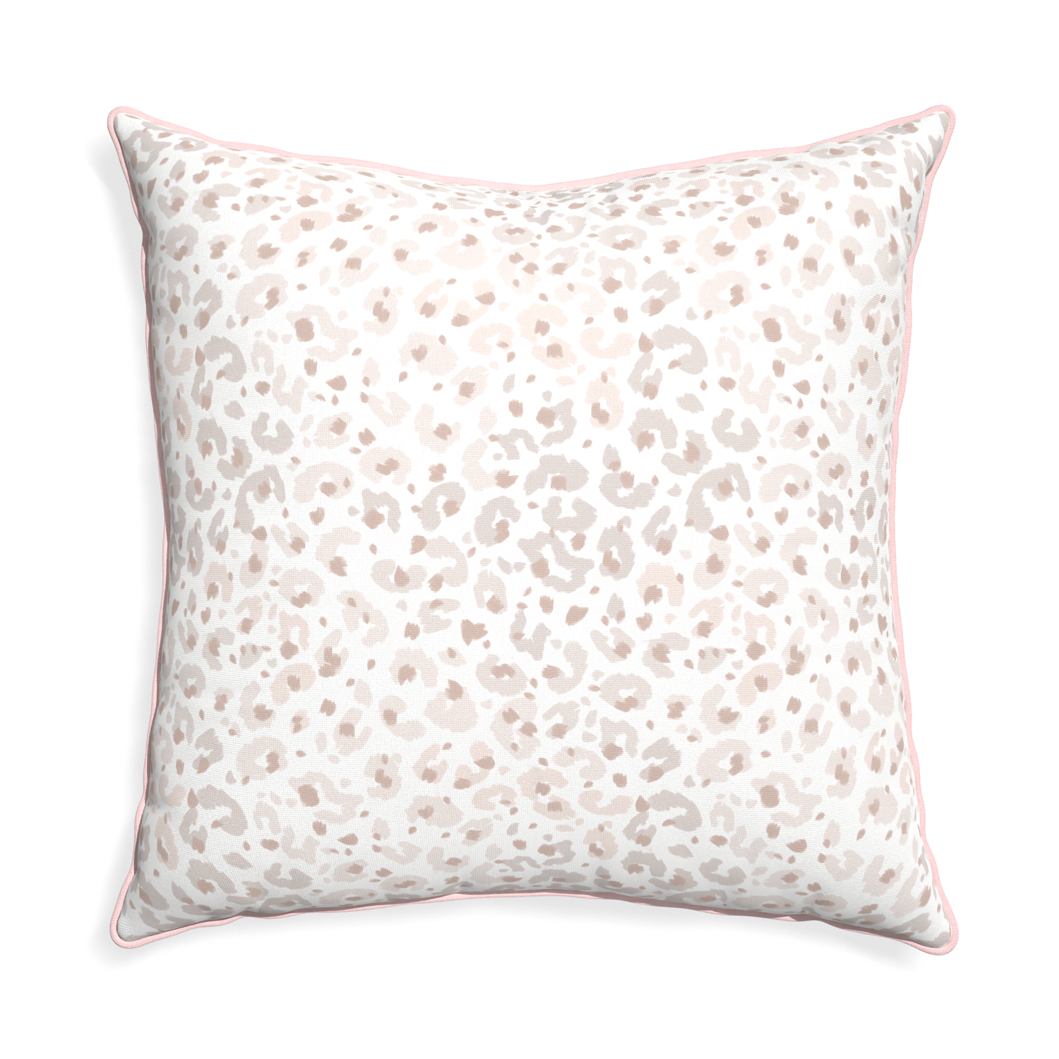 Euro-sham rosie custom beige animal printpillow with petal piping on white background