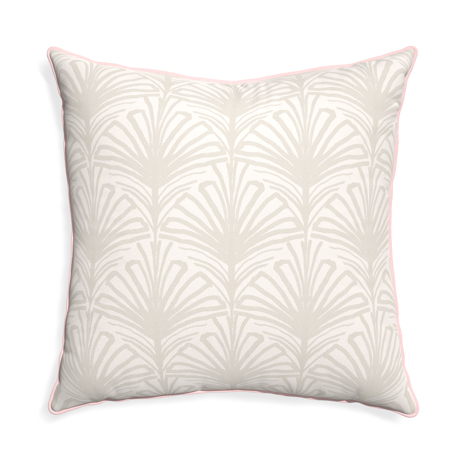 Euro-sham suzy sand custom pillow with petal piping on white background