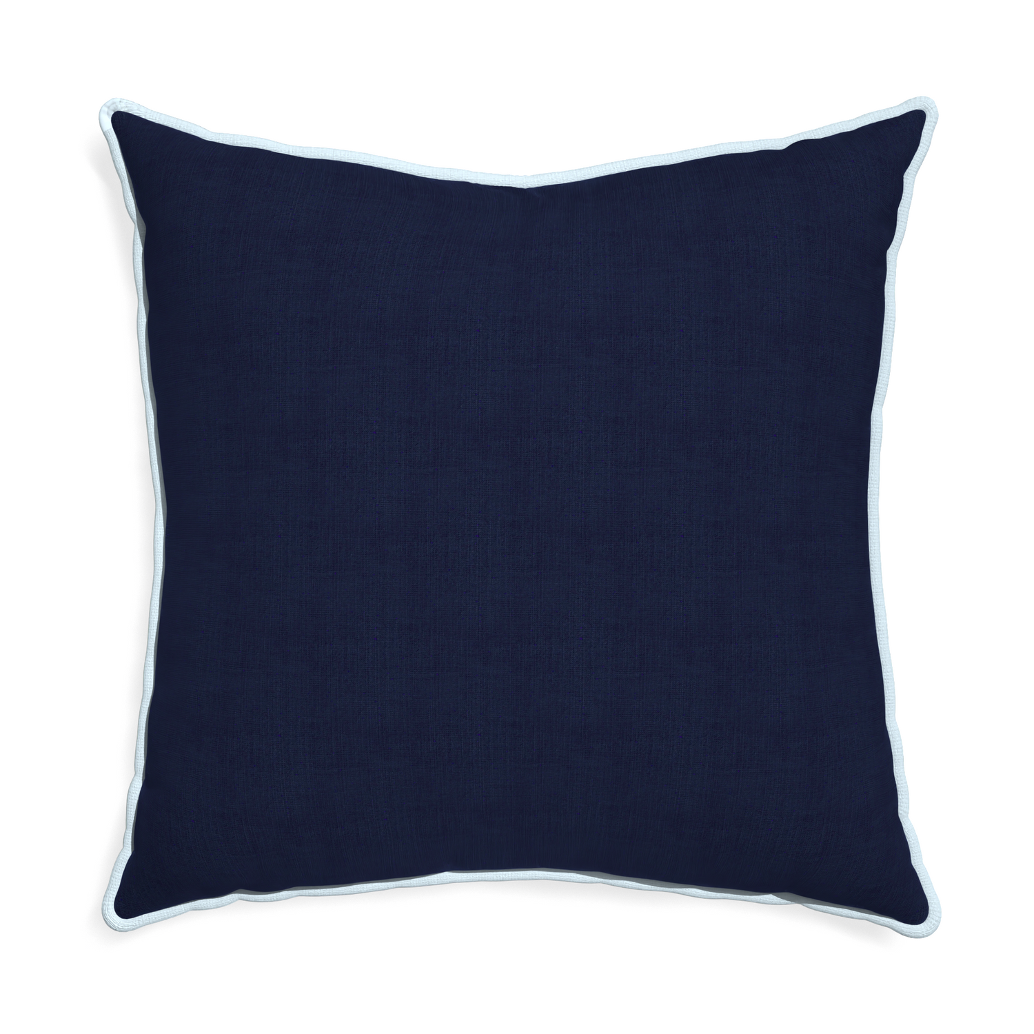 Euro-sham midnight custom pillow with powder piping on white background