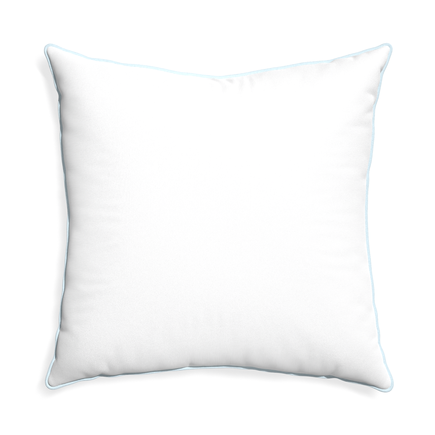 Euro-sham snow custom pillow with powder piping on white background