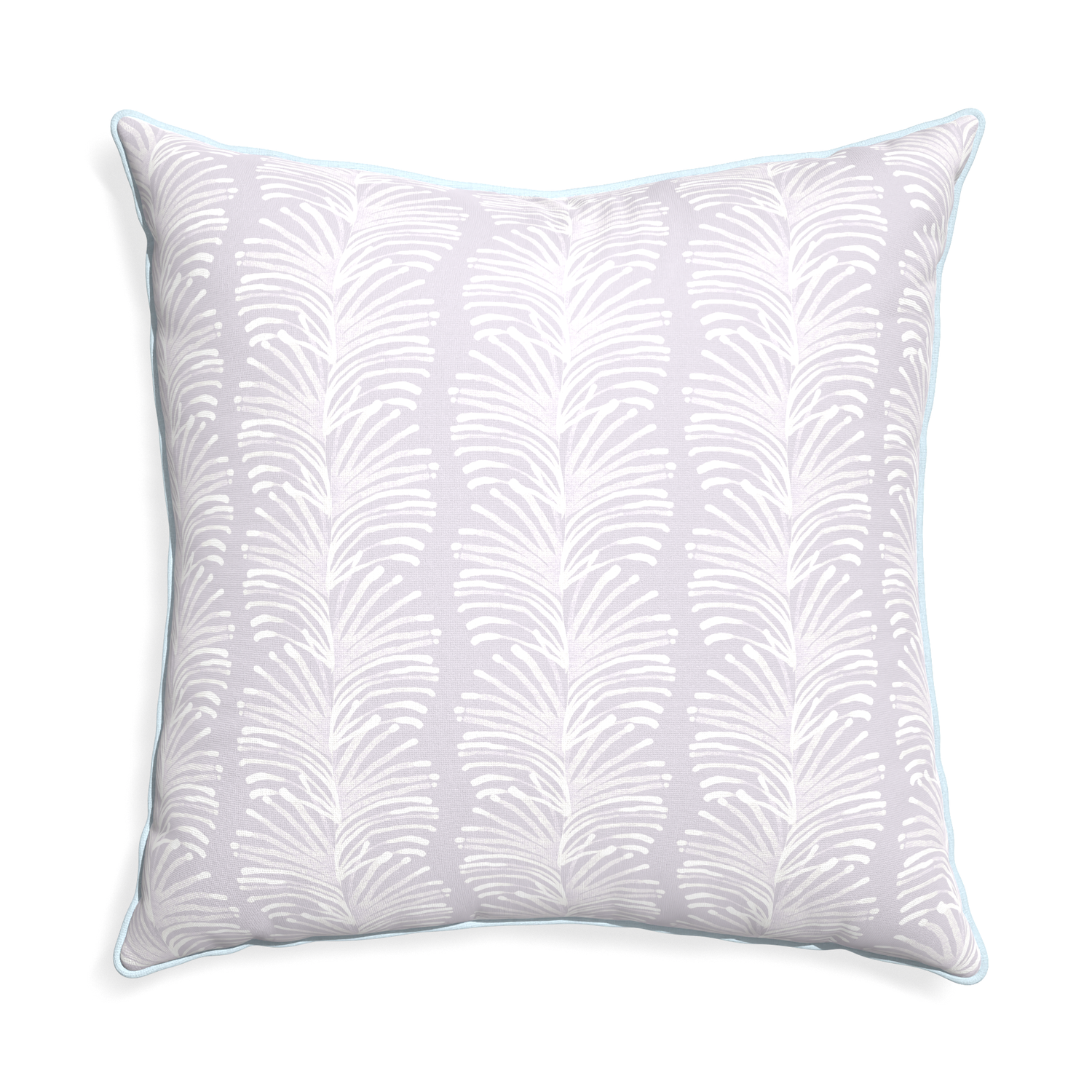 Euro-sham emma lavender custom pillow with powder piping on white background