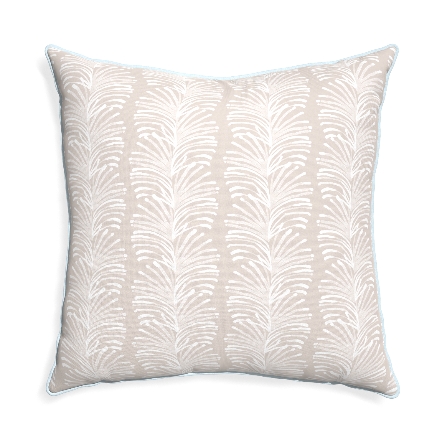 Euro-sham emma sand custom pillow with powder piping on white background