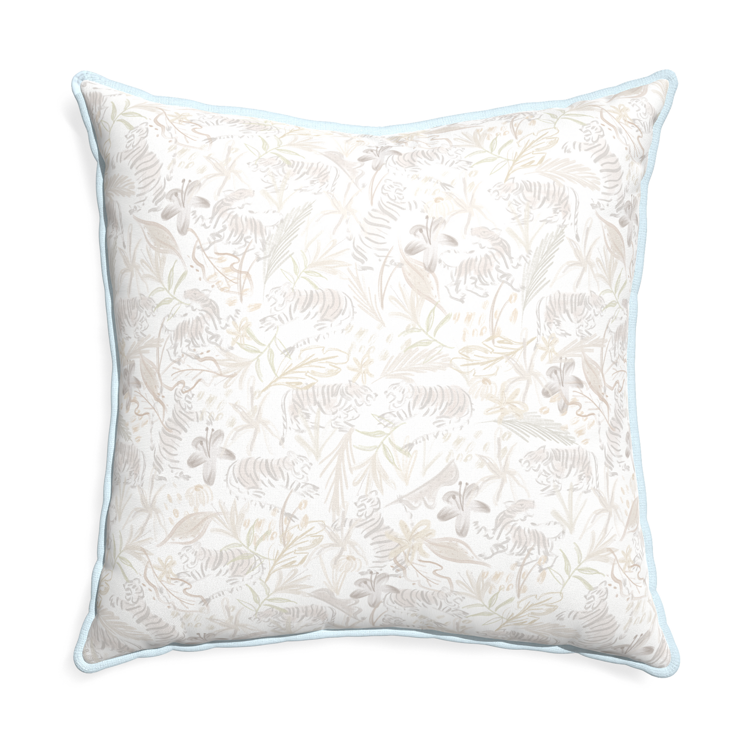 Euro-sham frida sand custom pillow with powder piping on white background