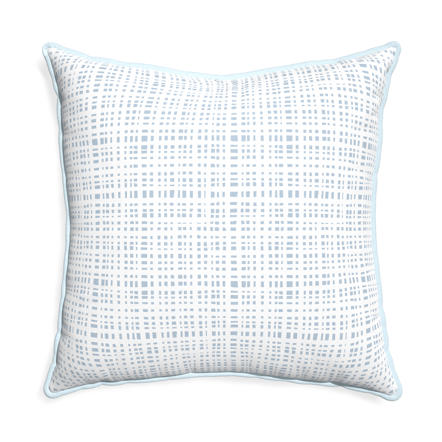 Euro-sham ginger sky custom pillow with powder piping on white background
