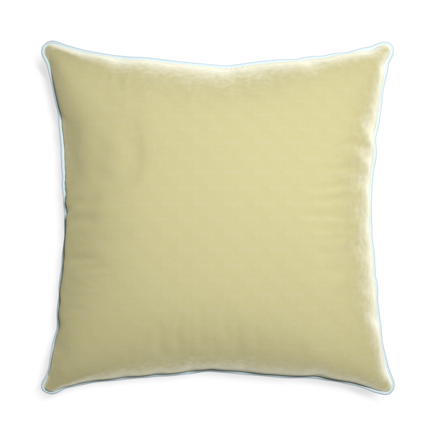 Euro-sham pear velvet custom pillow with powder piping on white background