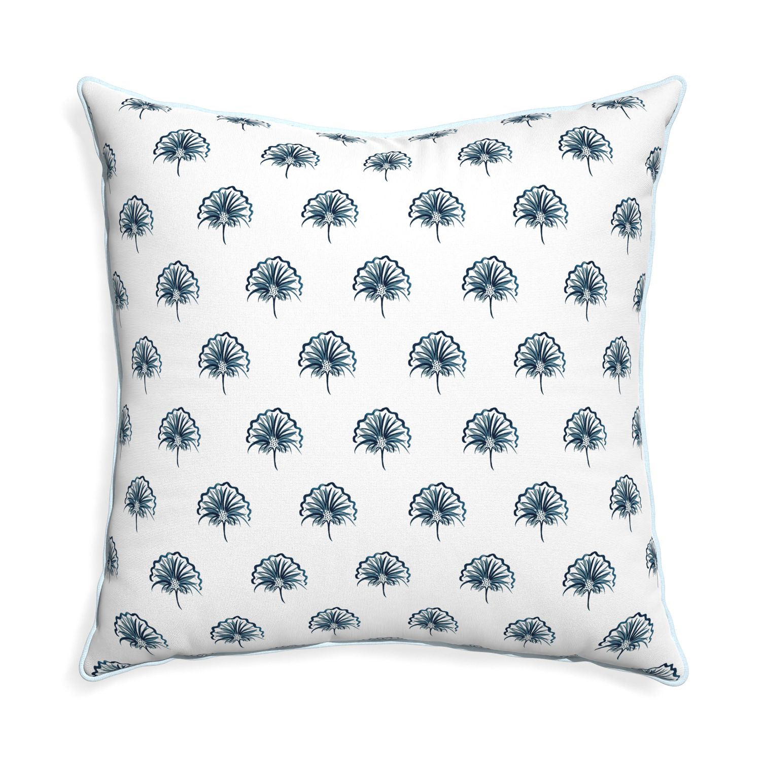 Euro-sham penelope midnight custom pillow with powder piping on white background