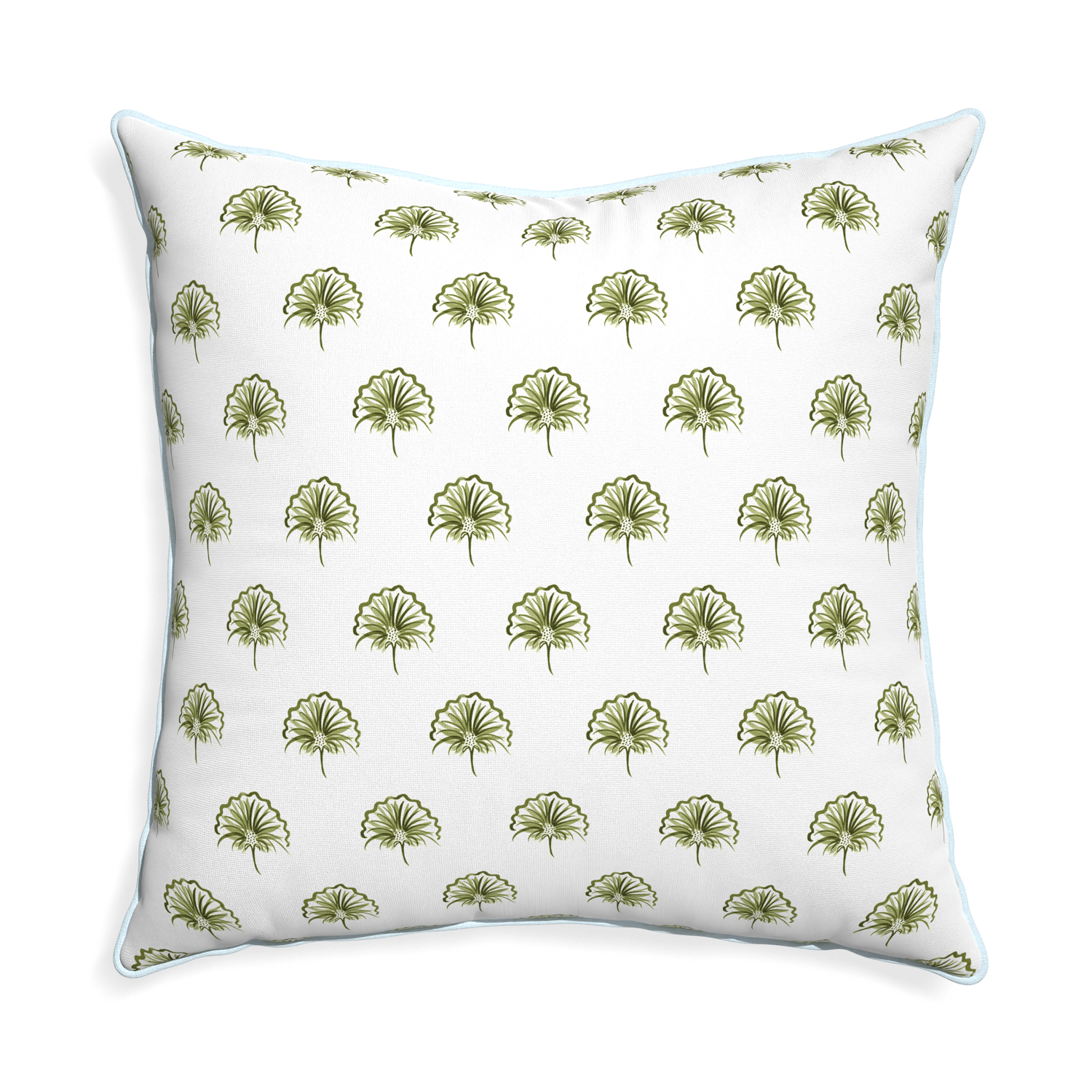 Euro-sham penelope moss custom pillow with powder piping on white background