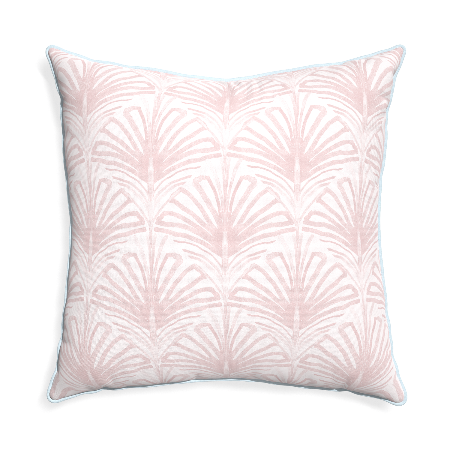 Euro-sham suzy rose custom pillow with powder piping on white background