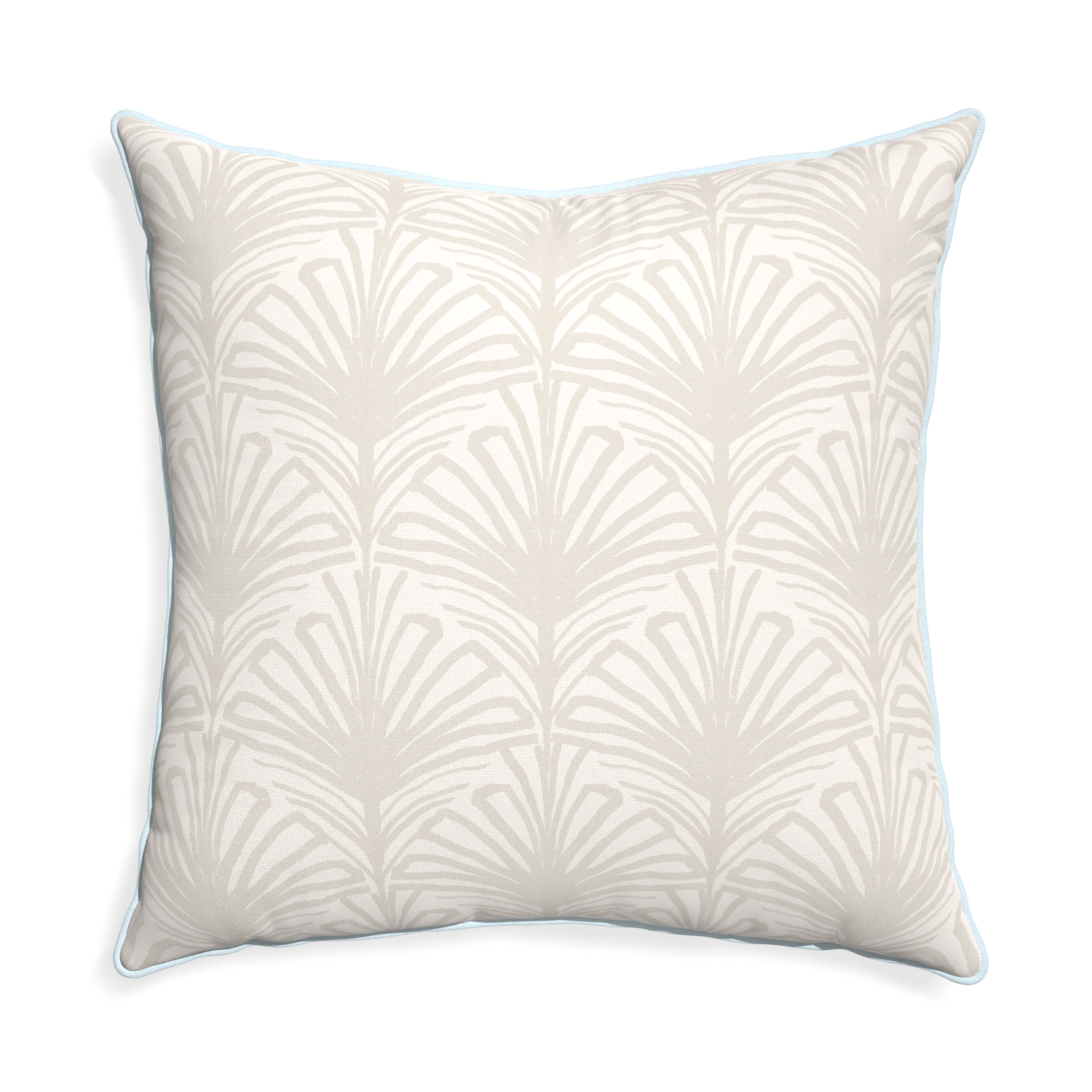 Euro-sham suzy sand custom pillow with powder piping on white background