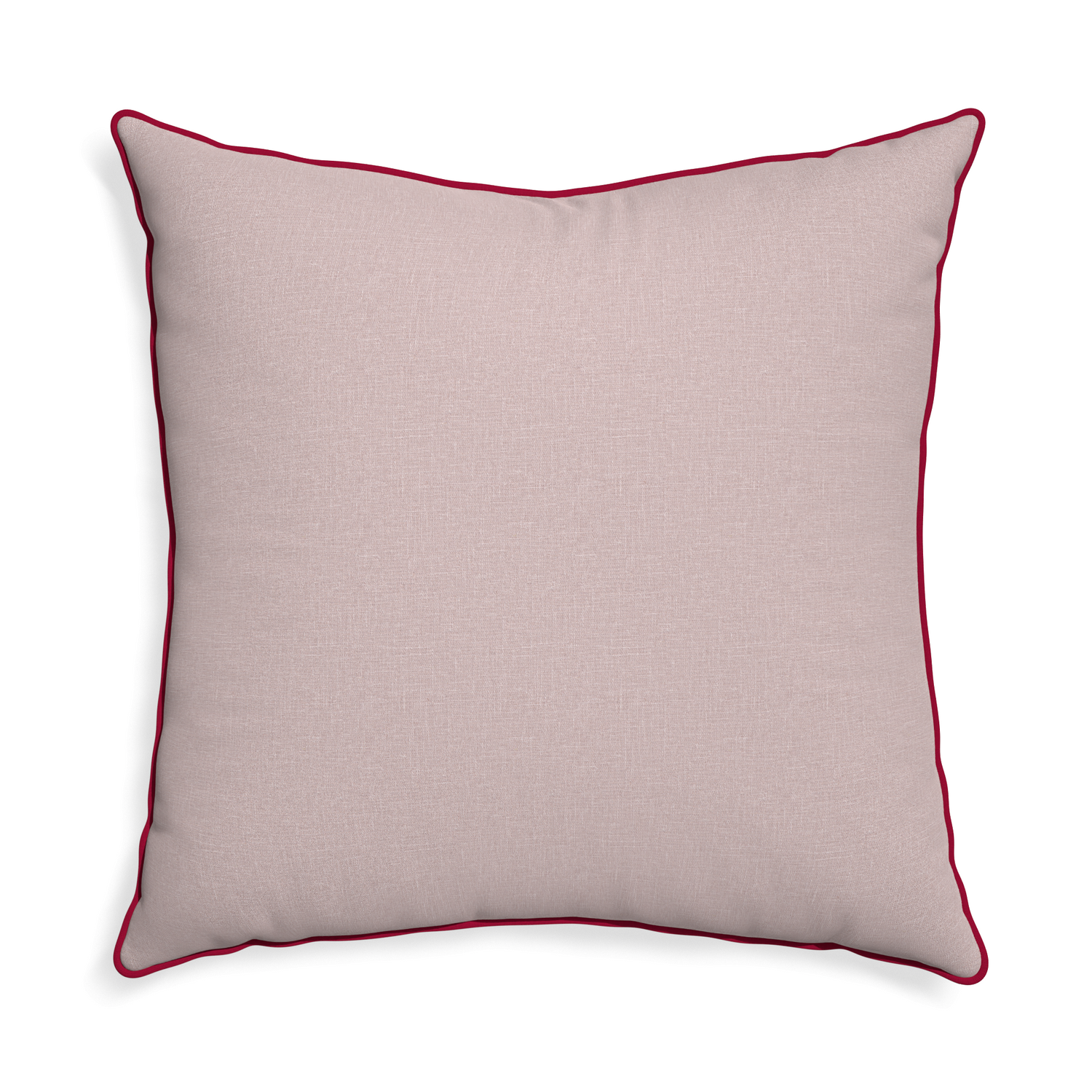 Euro-sham orchid custom mauve pinkpillow with raspberry piping on white background