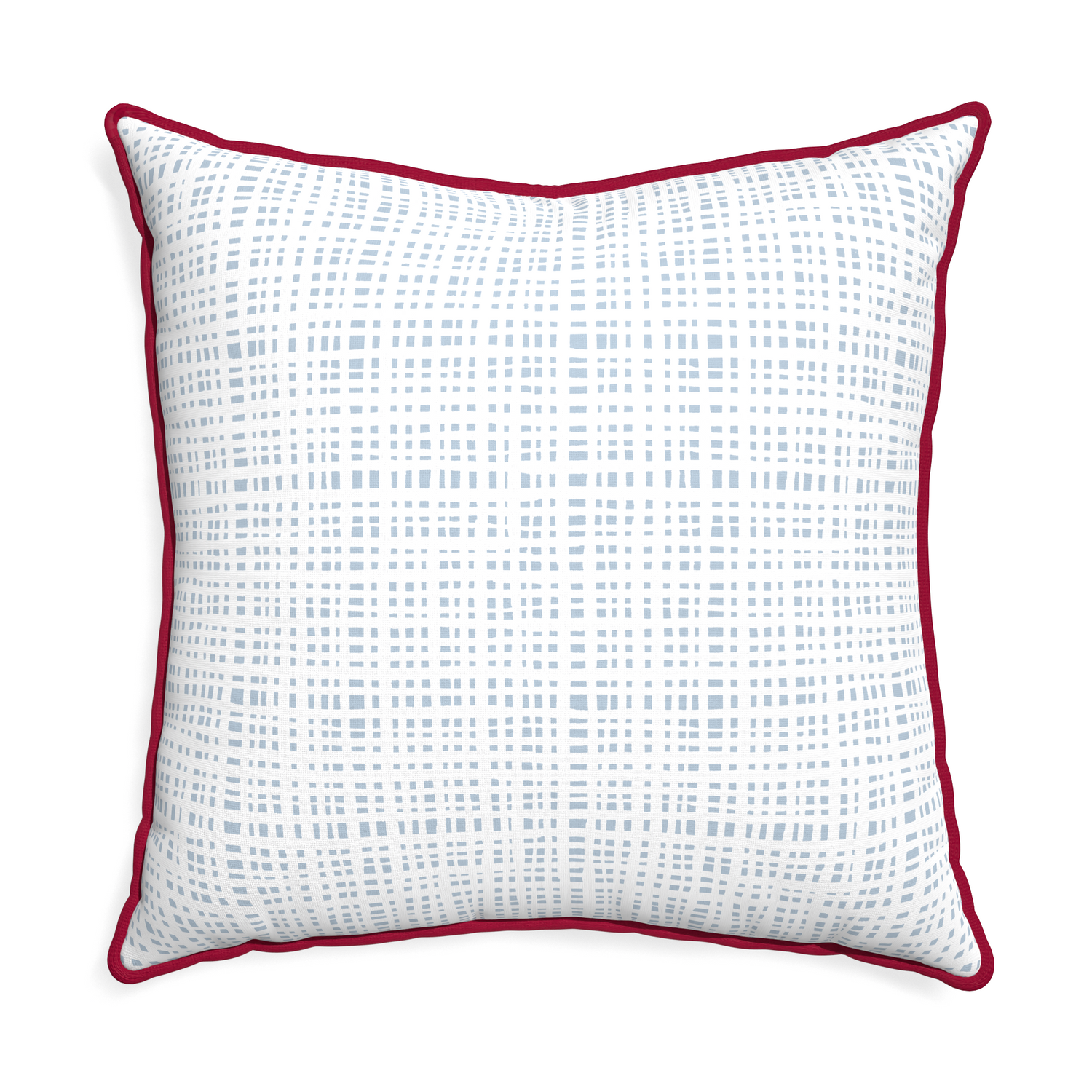 Euro-sham ginger sky custom pillow with raspberry piping on white background