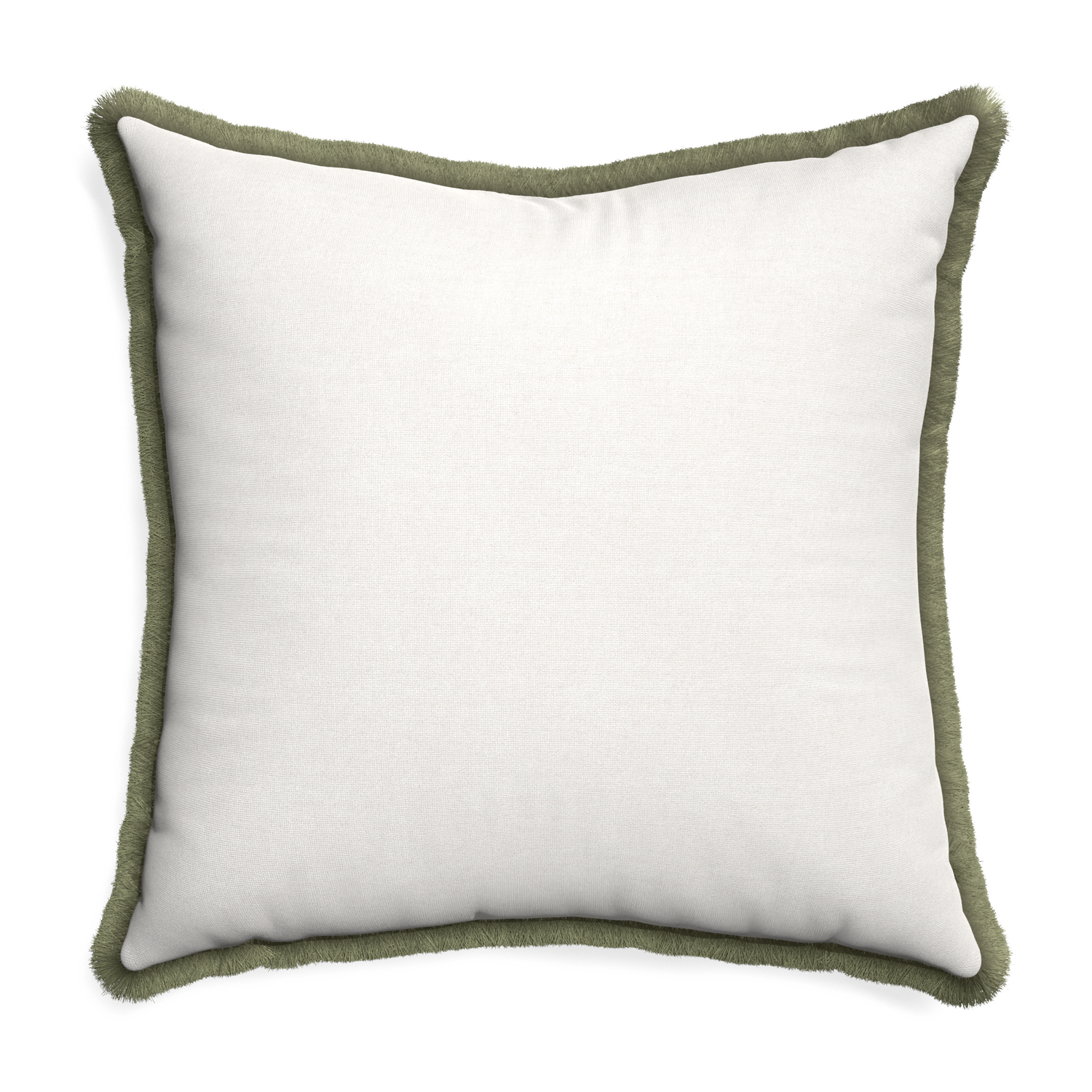 Euro-sham flour custom pillow with sage fringe on white background