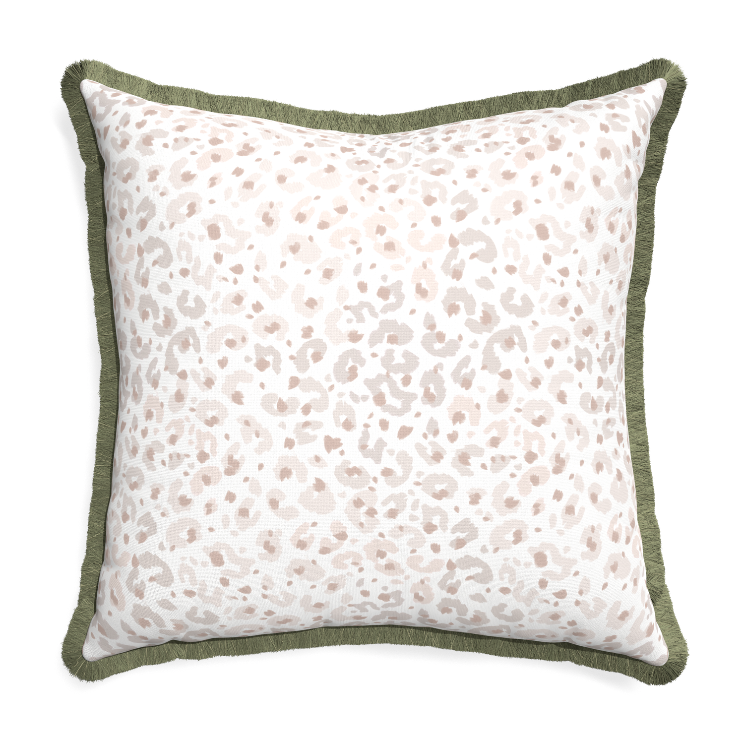 Euro-sham rosie custom pillow with sage fringe on white background