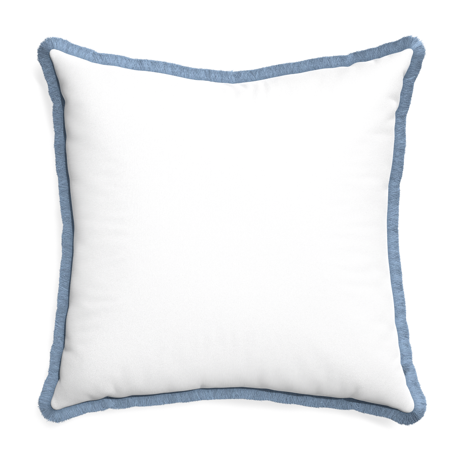 Euro-sham snow custom pillow with sky fringe on white background