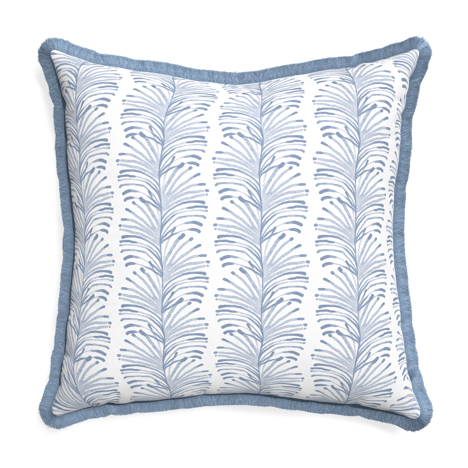 Euro-sham emma sky custom pillow with sky fringe on white background