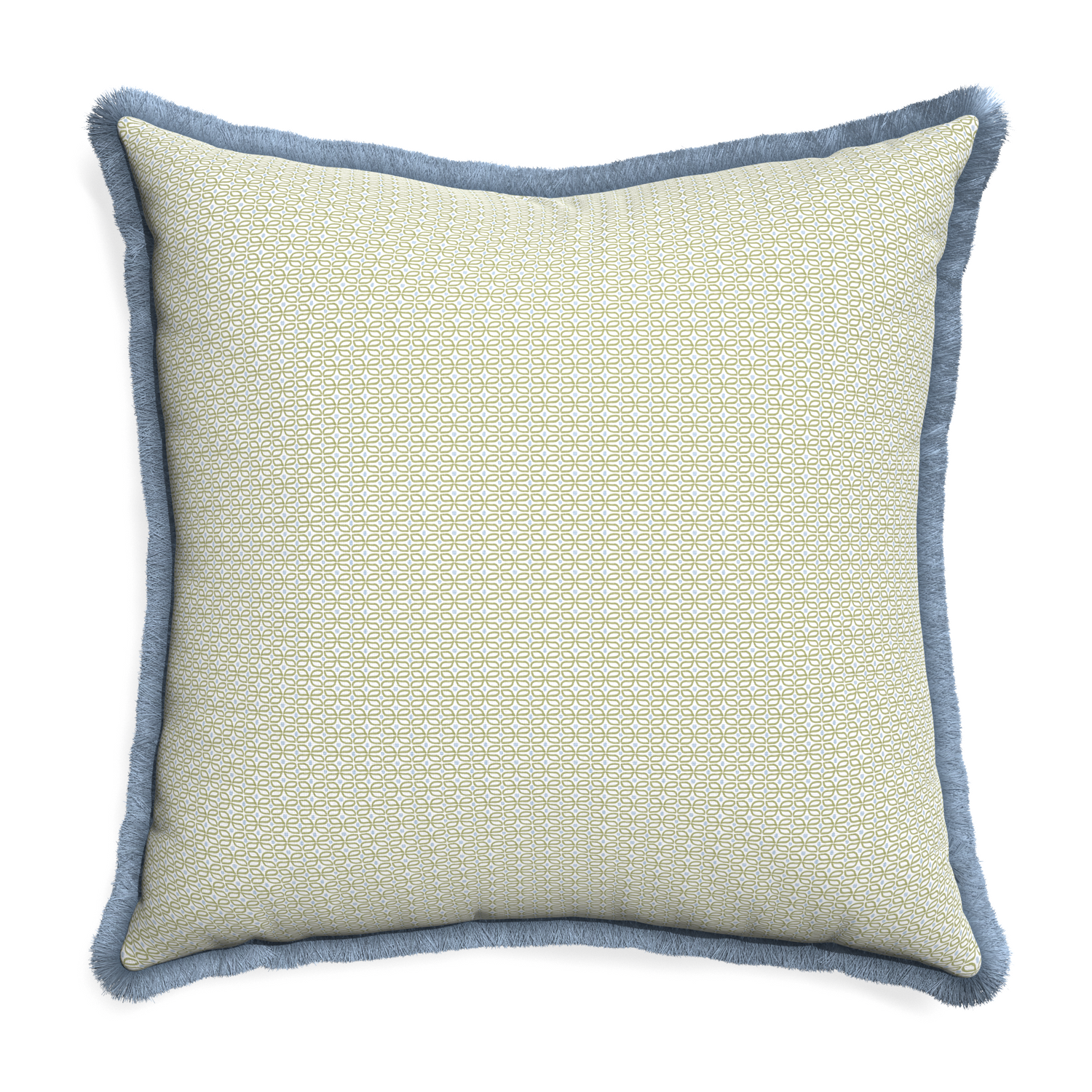 Euro-sham loomi moss custom pillow with sky fringe on white background