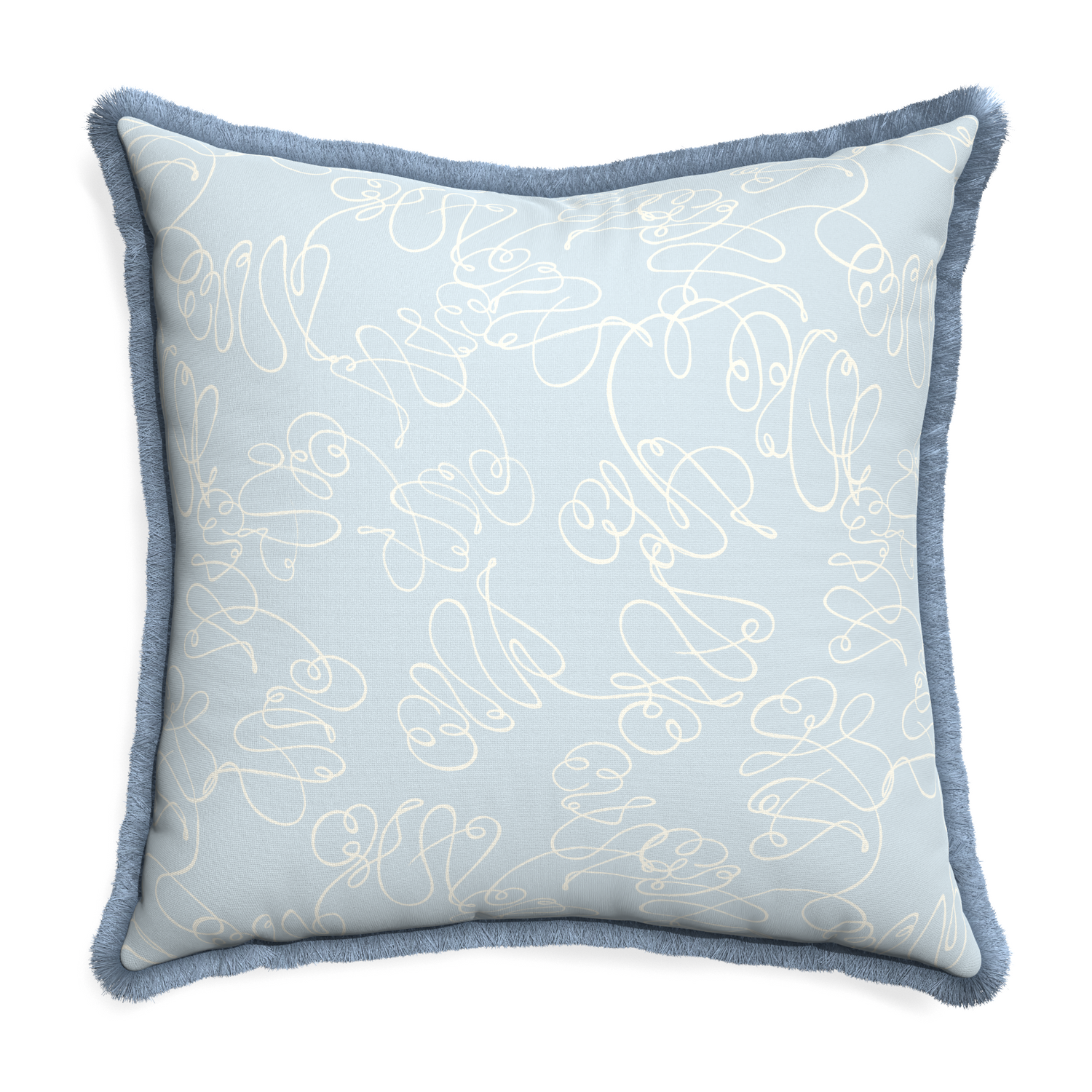 Euro-sham mirabella custom pillow with sky fringe on white background