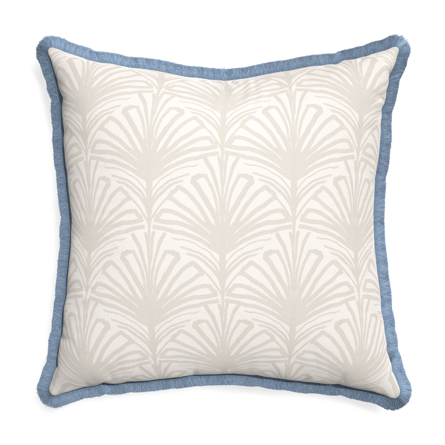 Euro-sham suzy sand custom pillow with sky fringe on white background