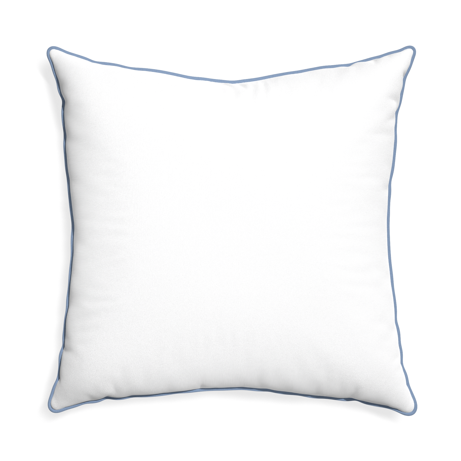 Euro-sham snow custom white cottonpillow with sky piping on white background
