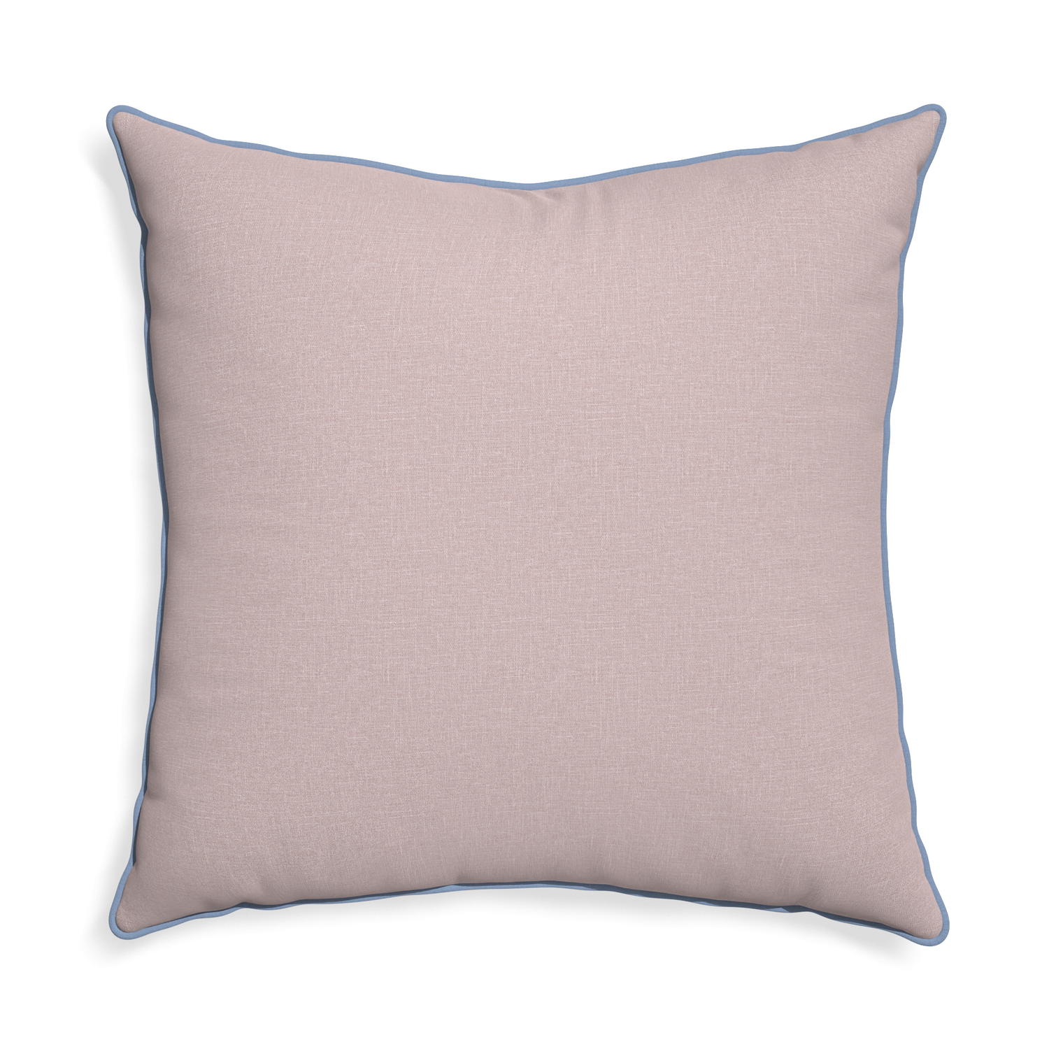 Euro-sham orchid custom mauve pinkpillow with sky piping on white background