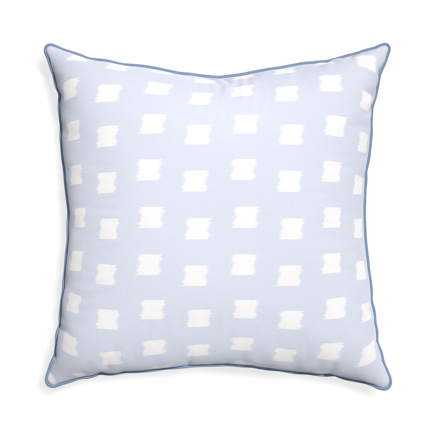 Euro-sham denton custom sky blue patternpillow with sky piping on white background