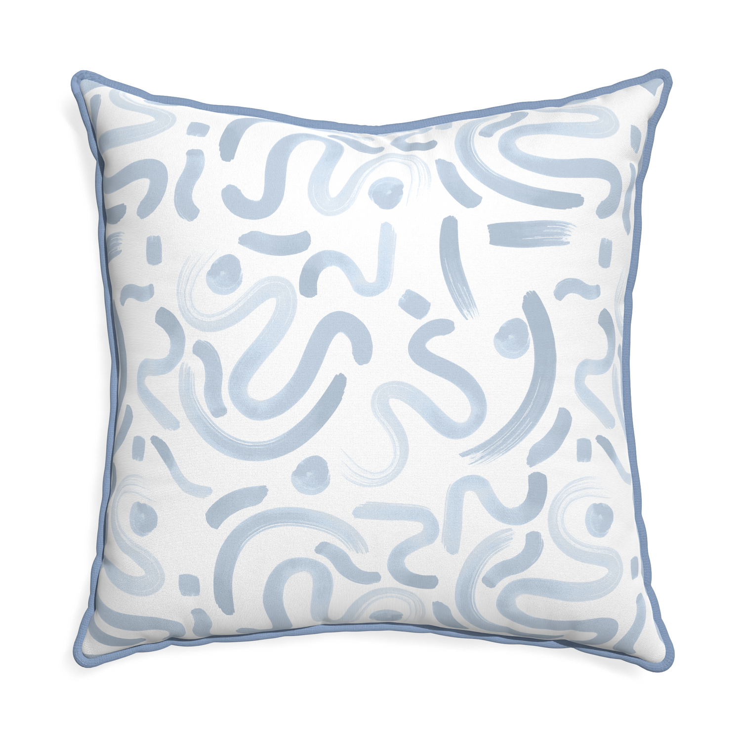 Euro-sham hockney sky custom pillow with sky piping on white background
