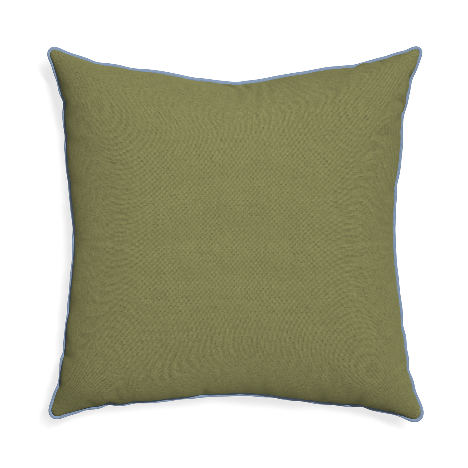Euro-sham moss custom moss greenpillow with sky piping on white background