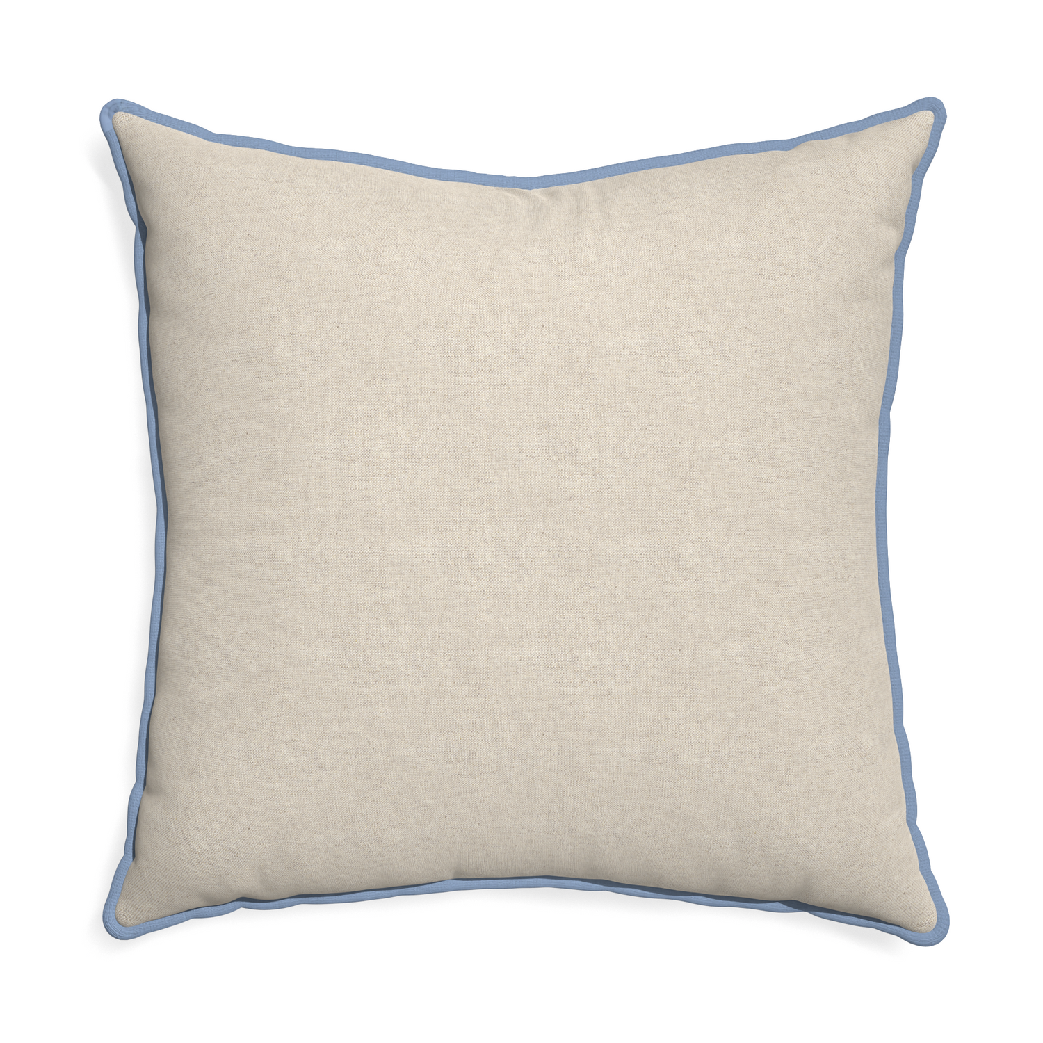 Euro-sham oat custom light brownpillow with sky piping on white background