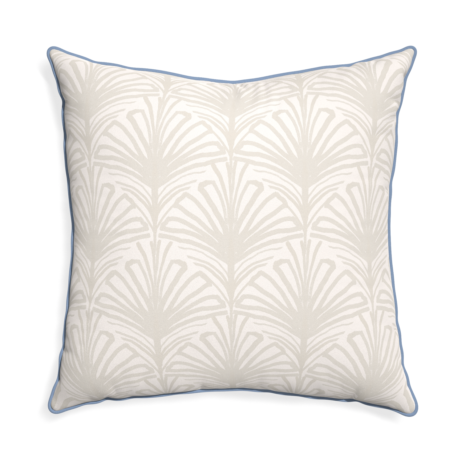 Euro-sham suzy sand custom pillow with sky piping on white background
