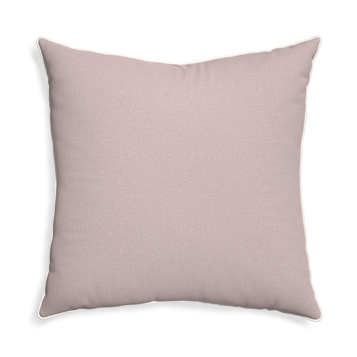 Euro-sham orchid custom mauve pinkpillow with snow piping on white background