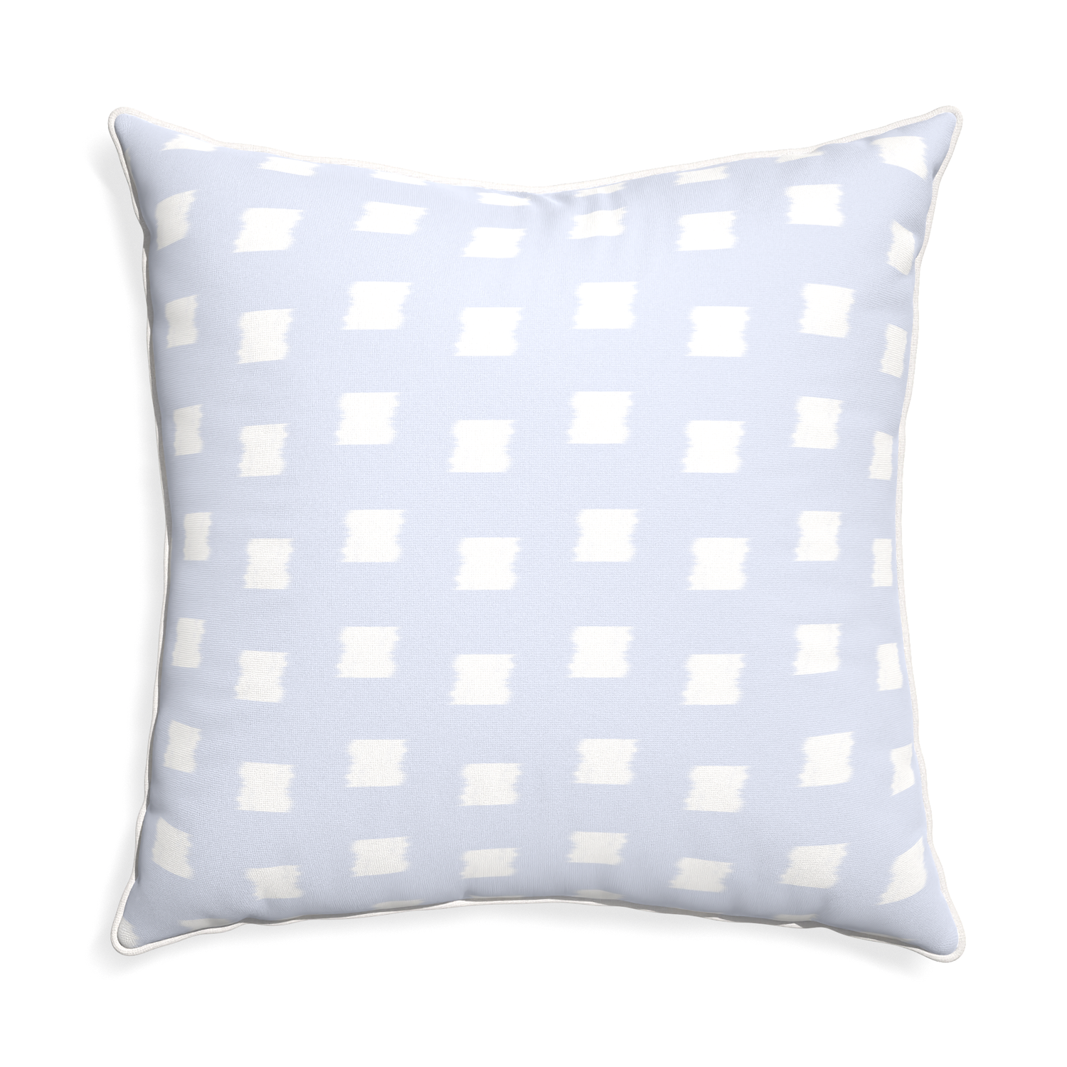 Euro-sham denton custom sky blue patternpillow with snow piping on white background