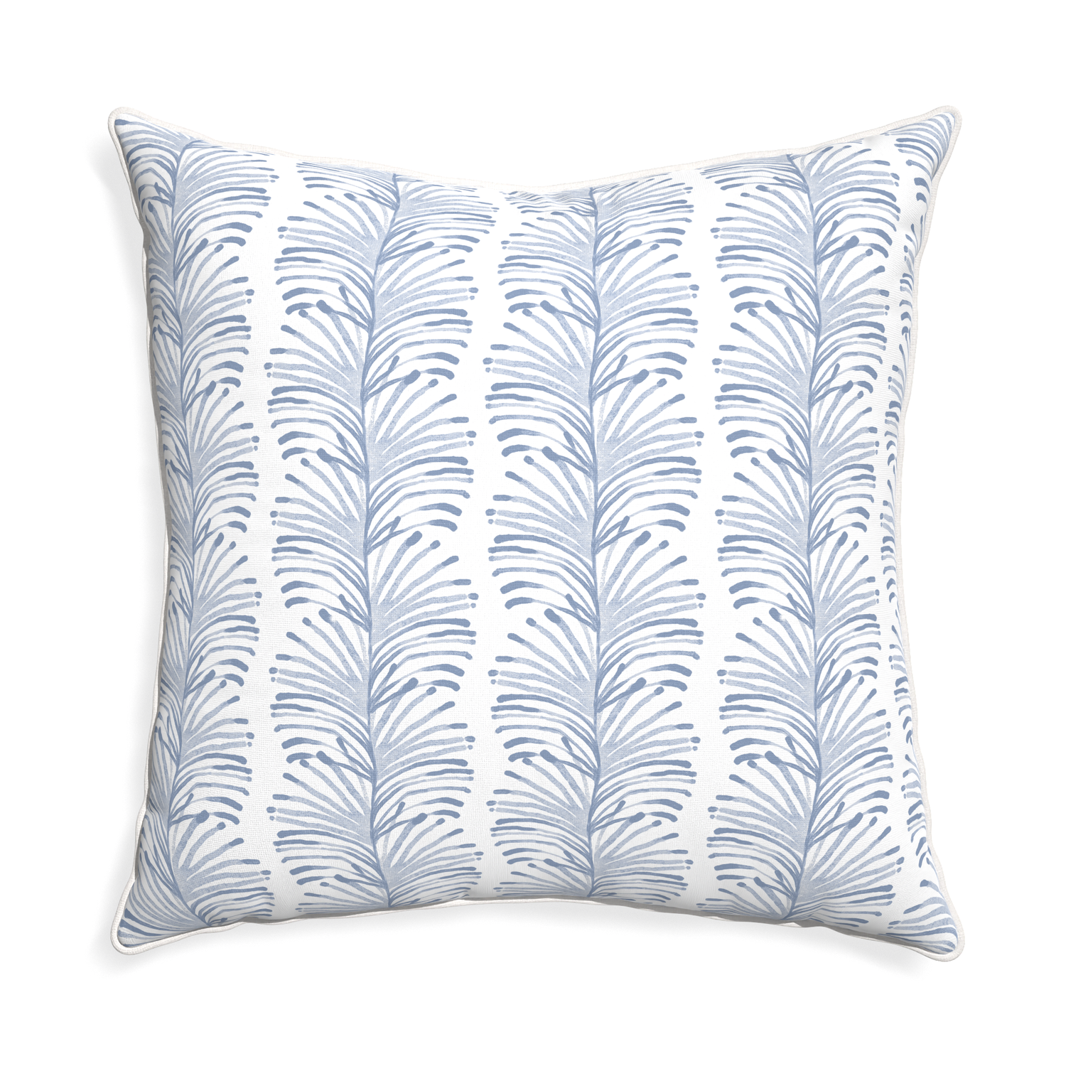 Euro-sham emma sky custom pillow with snow piping on white background