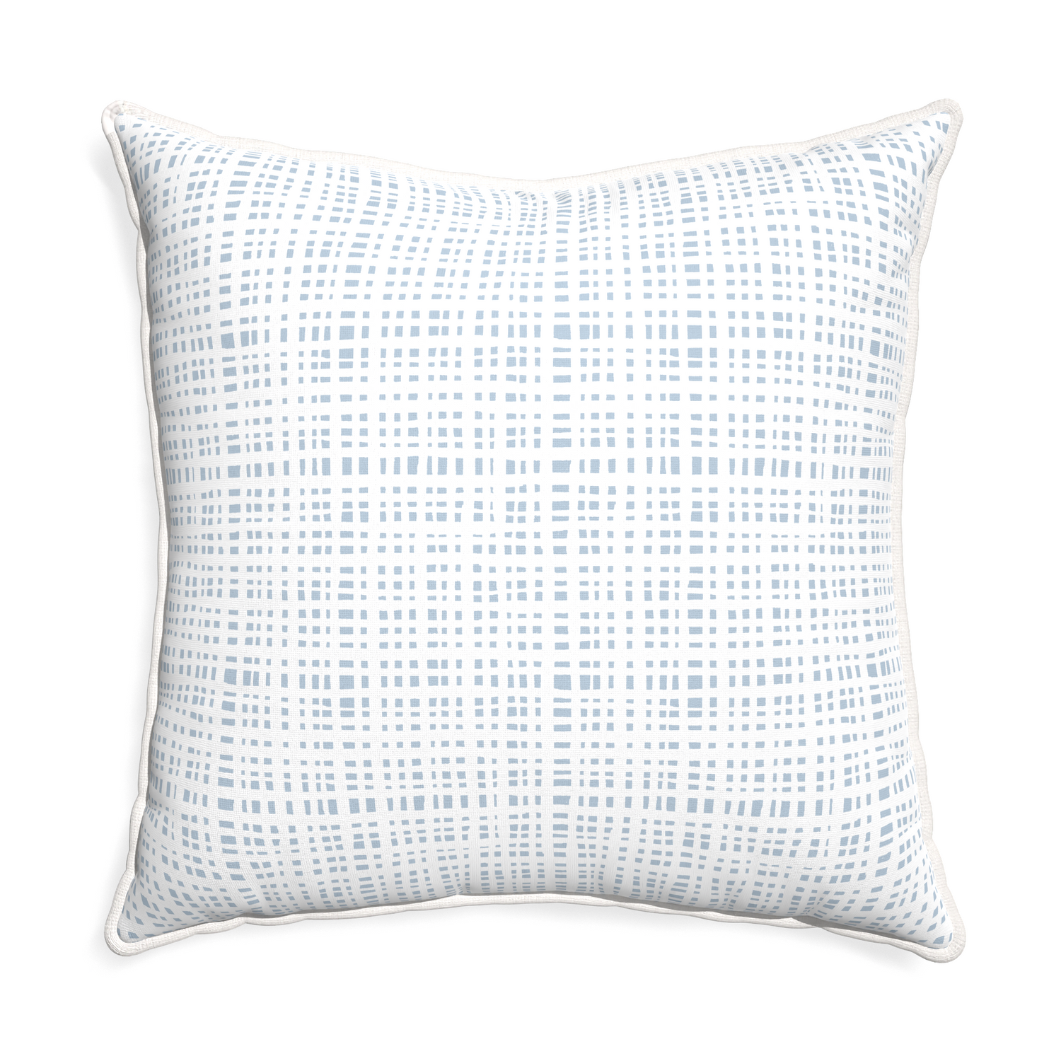 Euro-sham ginger sky custom pillow with snow piping on white background
