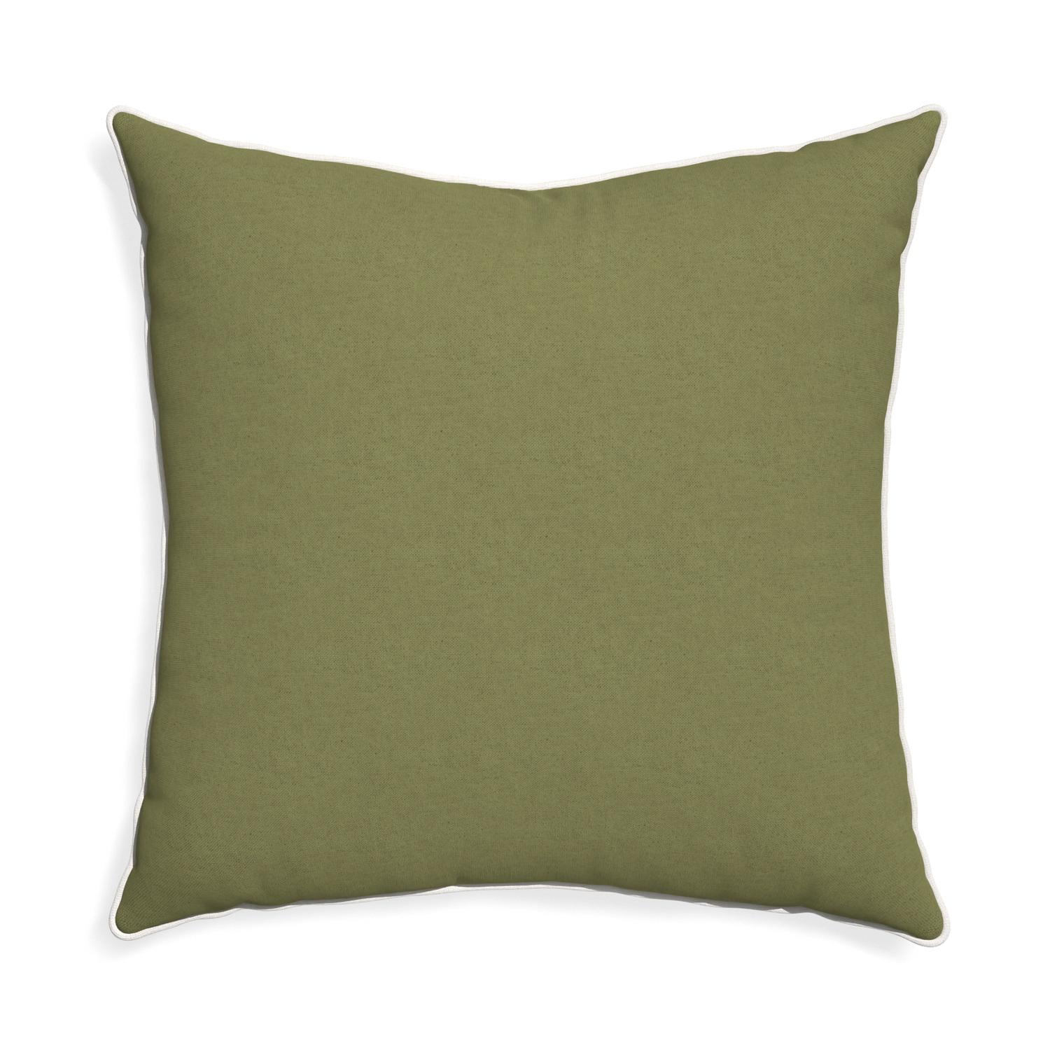 Euro-sham moss custom moss greenpillow with snow piping on white background