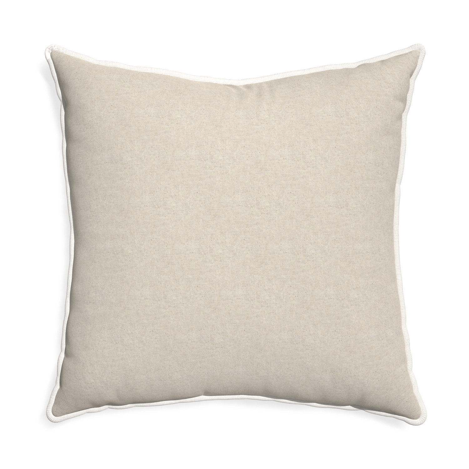 Euro-sham oat custom light brownpillow with snow piping on white background