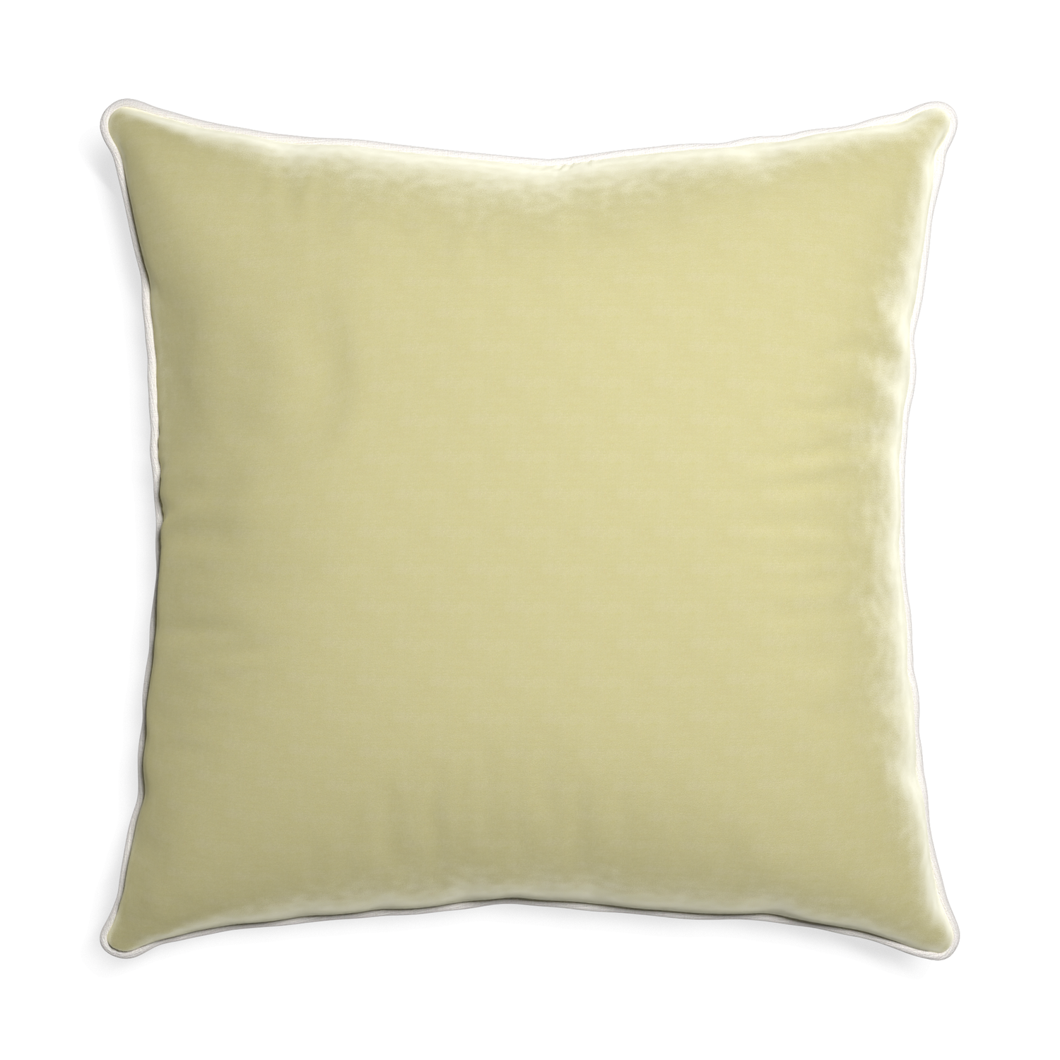 Euro-sham pear velvet custom pillow with snow piping on white background