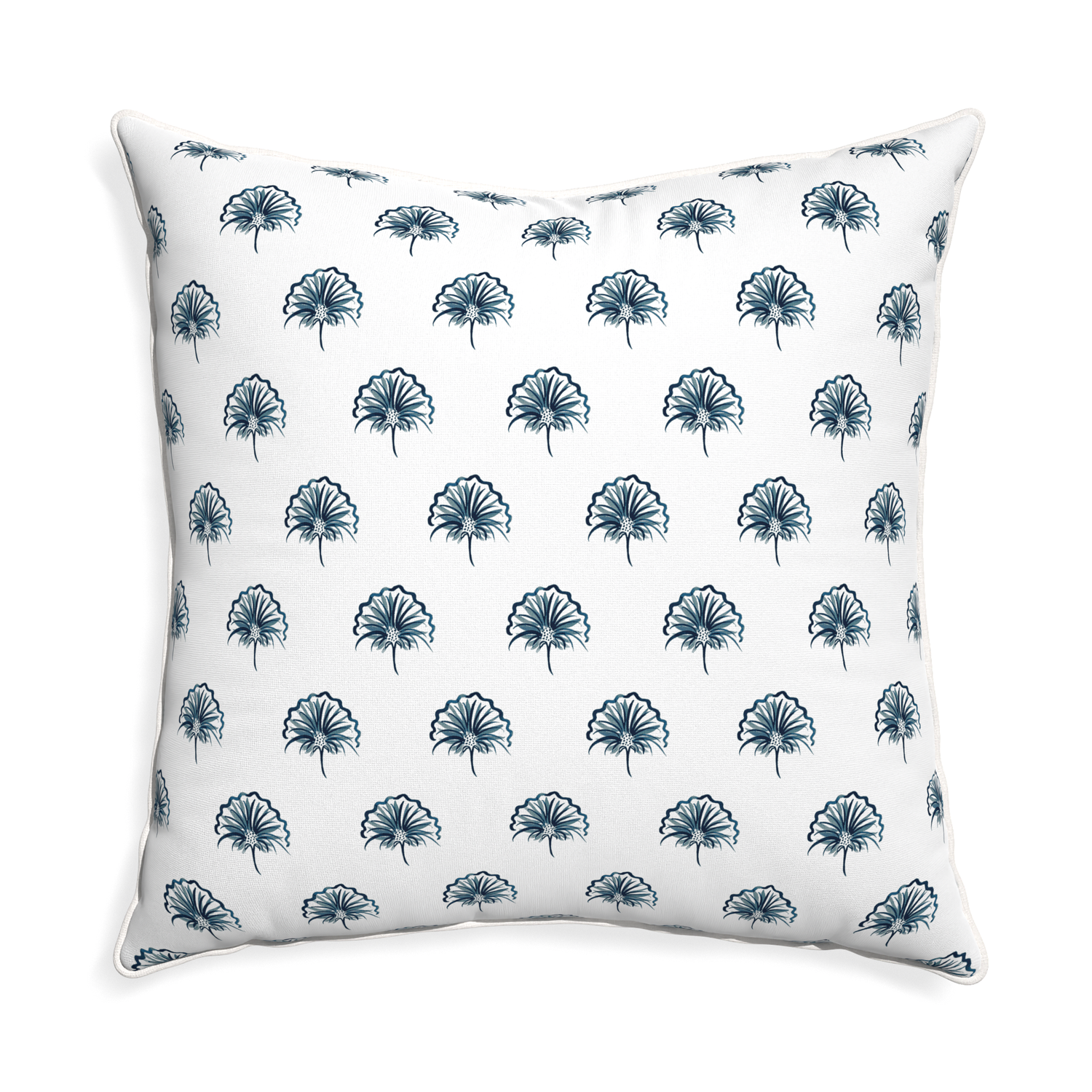Euro-sham penelope midnight custom pillow with snow piping on white background