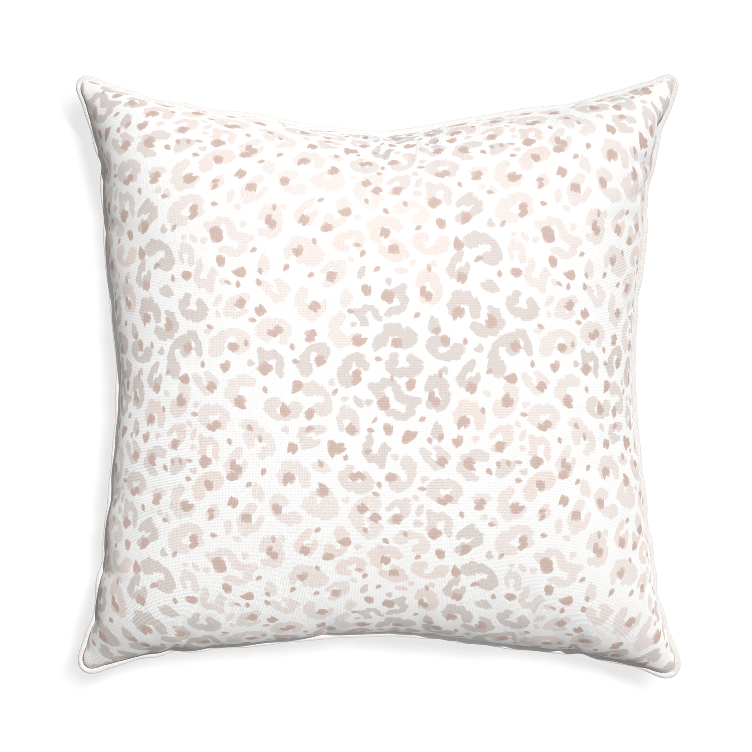 Euro-sham rosie custom beige animal printpillow with snow piping on white background